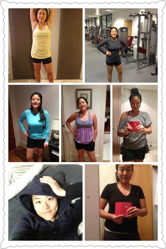 Week 5...CHECK!!! Happy New Year everyone~ Location: Brother's apartment in London, England and back to my apartment in Hong Kong. To keep myself accountable, I'm going to take a picture of each workout (even on the 1 rest day), while representing pieces of my favourite-fit-and-function al lululemon collection! Travel/holiday eats and calorie intake have probably set me back at least a couple weeks worth of exercising... This coming week/month, our church is doing a corporate fast - so I'll be eating much more healthy while doing the Daniel fast. Through prayer and healthy living, I hope I can clear my mind that's full of way too much stress!