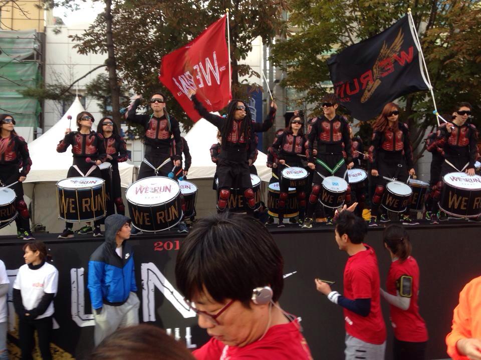 ...and with marching bands banging away on their drums!