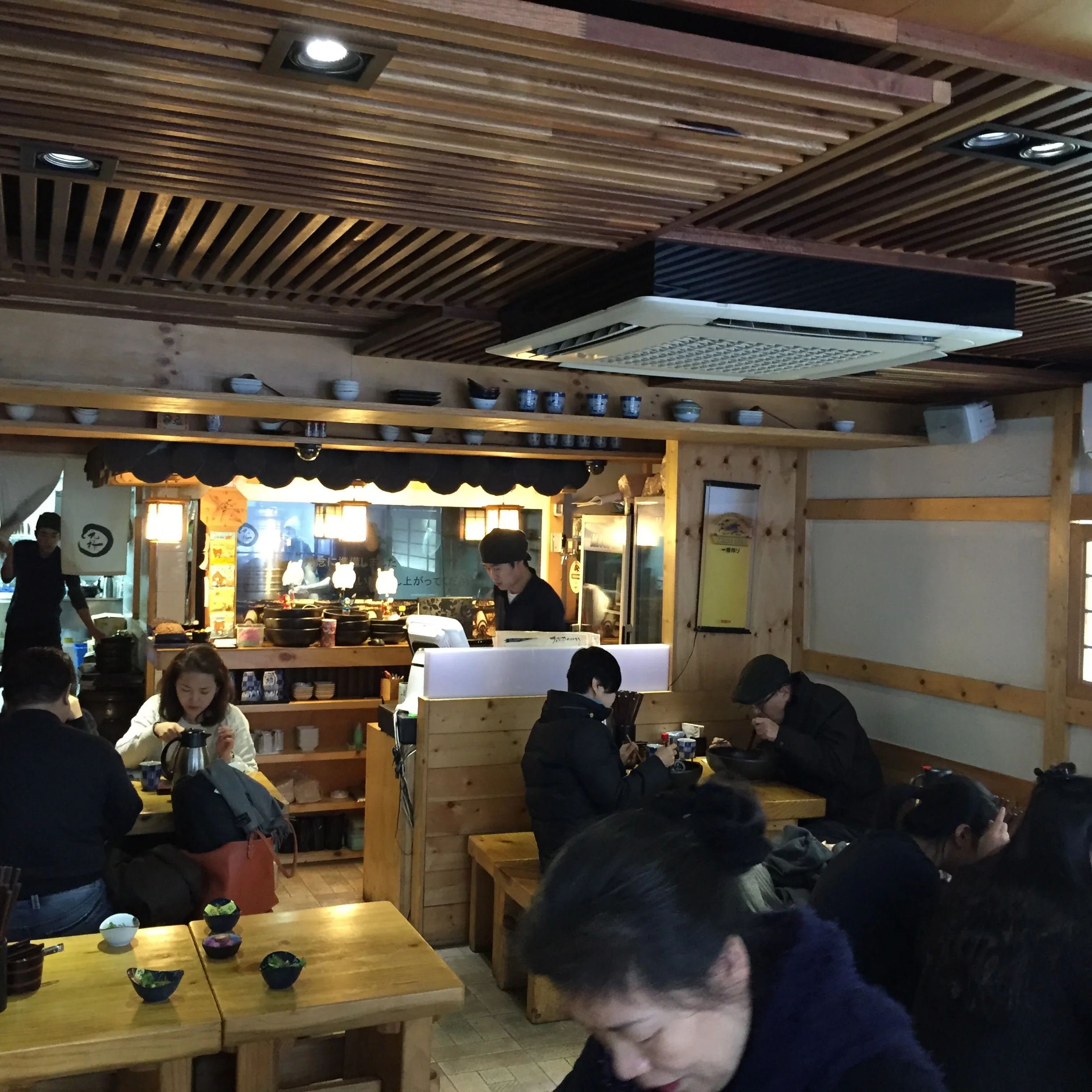 There is usually a line-up because the place is so small, but people eat and go so you get seated pretty quickly.