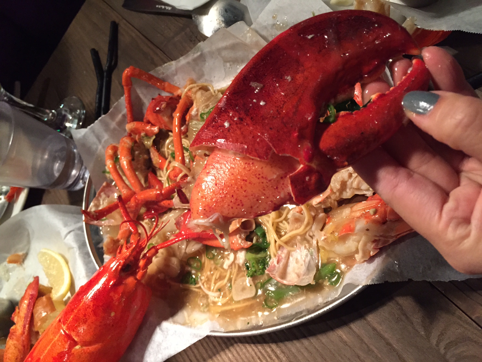Most of the big pieces were already cracked for you, but they provide lobster crackers/scissors and the mini-sticks...which we discovered after we already devoured the lobster!