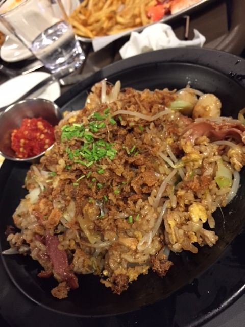 Bacon Scallop Fried Rice - "Egg FRICE with bacon and scallop". 15 000won The staff's favourite pick for a side dish! The chef/owner used to have a Malaysian restaurant, and he brought that into his skills with this dish here. Full of flavour!