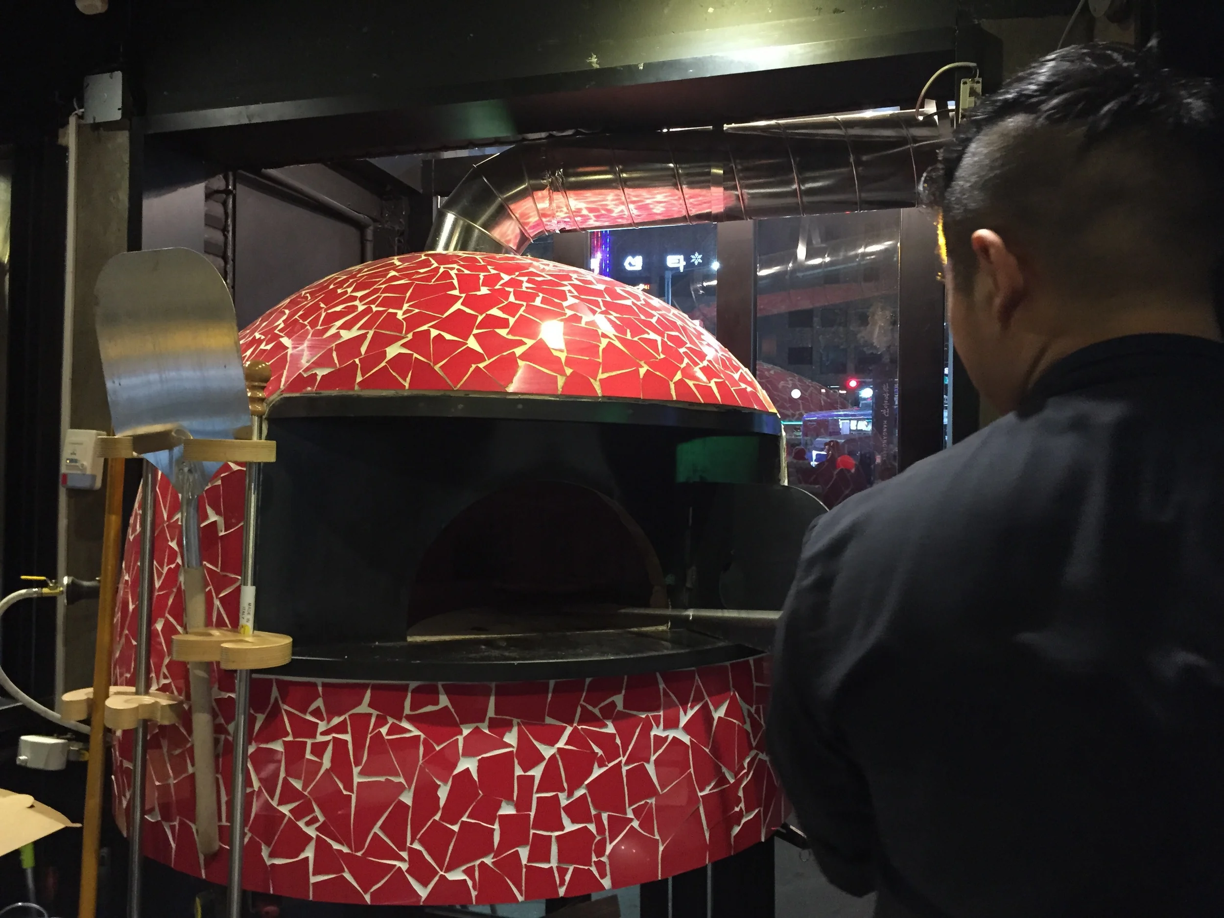 In the pizza goes...
