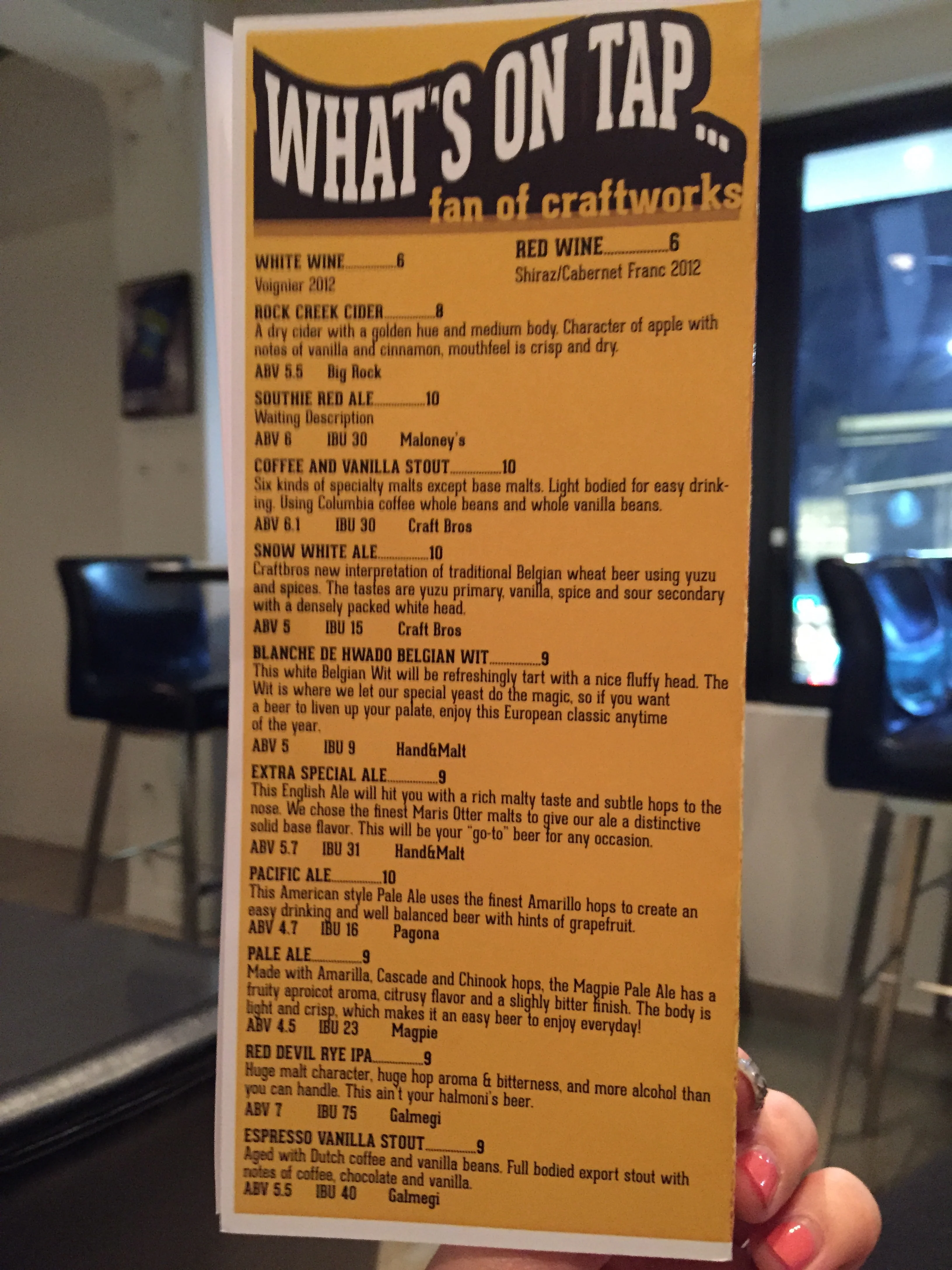 A close up of WHAT'S ON TAP and the GUEST BREW BEERS!
