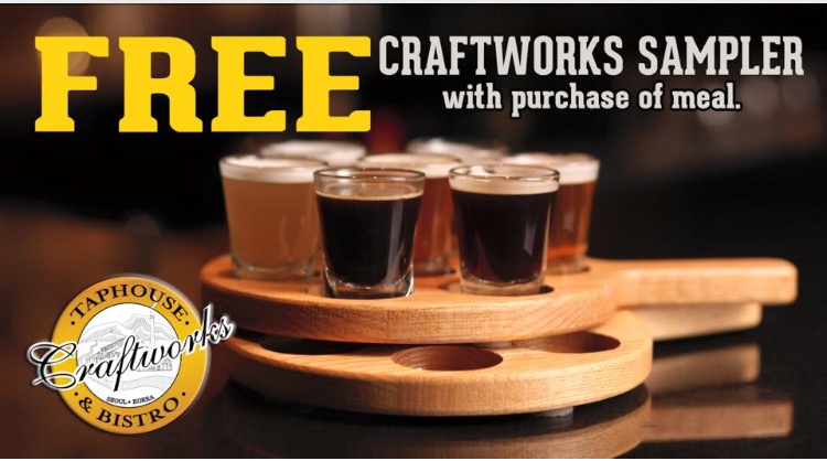 *MARCH SPECIAL* G et a FREE BEER PADDLE SAMPLER with the purchase of any main meal entree! See below for some main meal items.