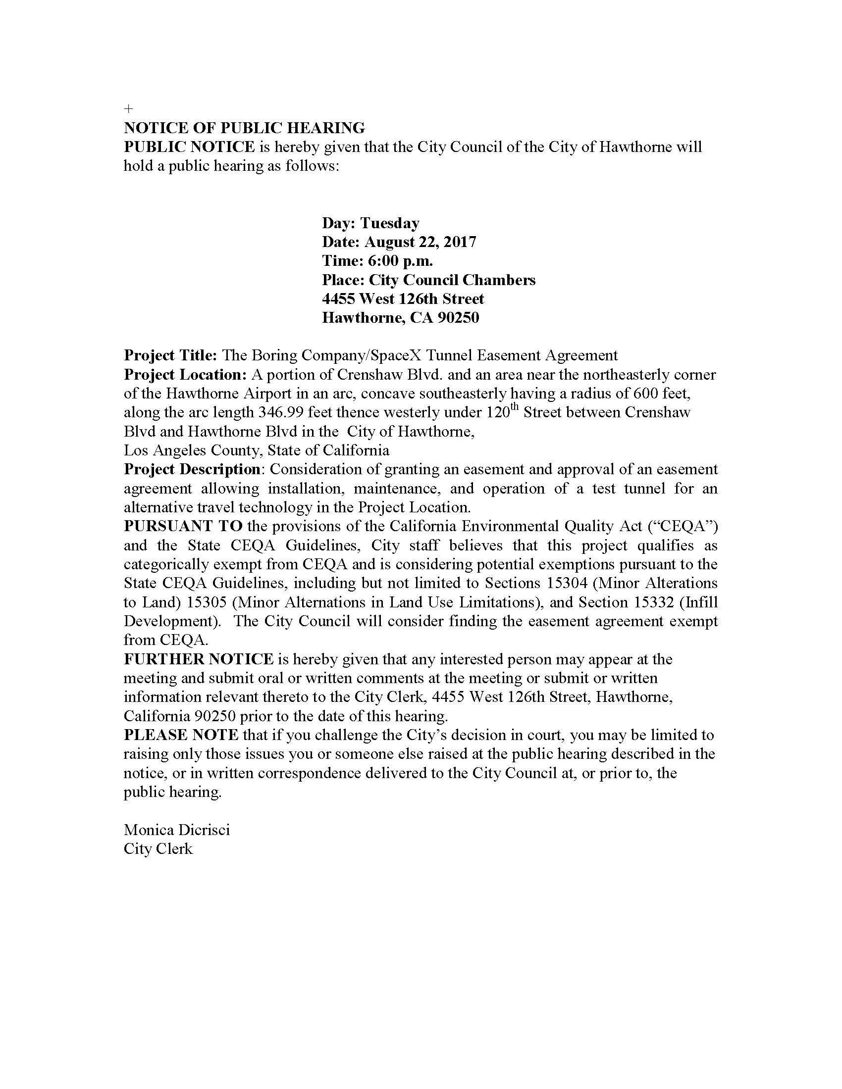 Public Hearing Notice
