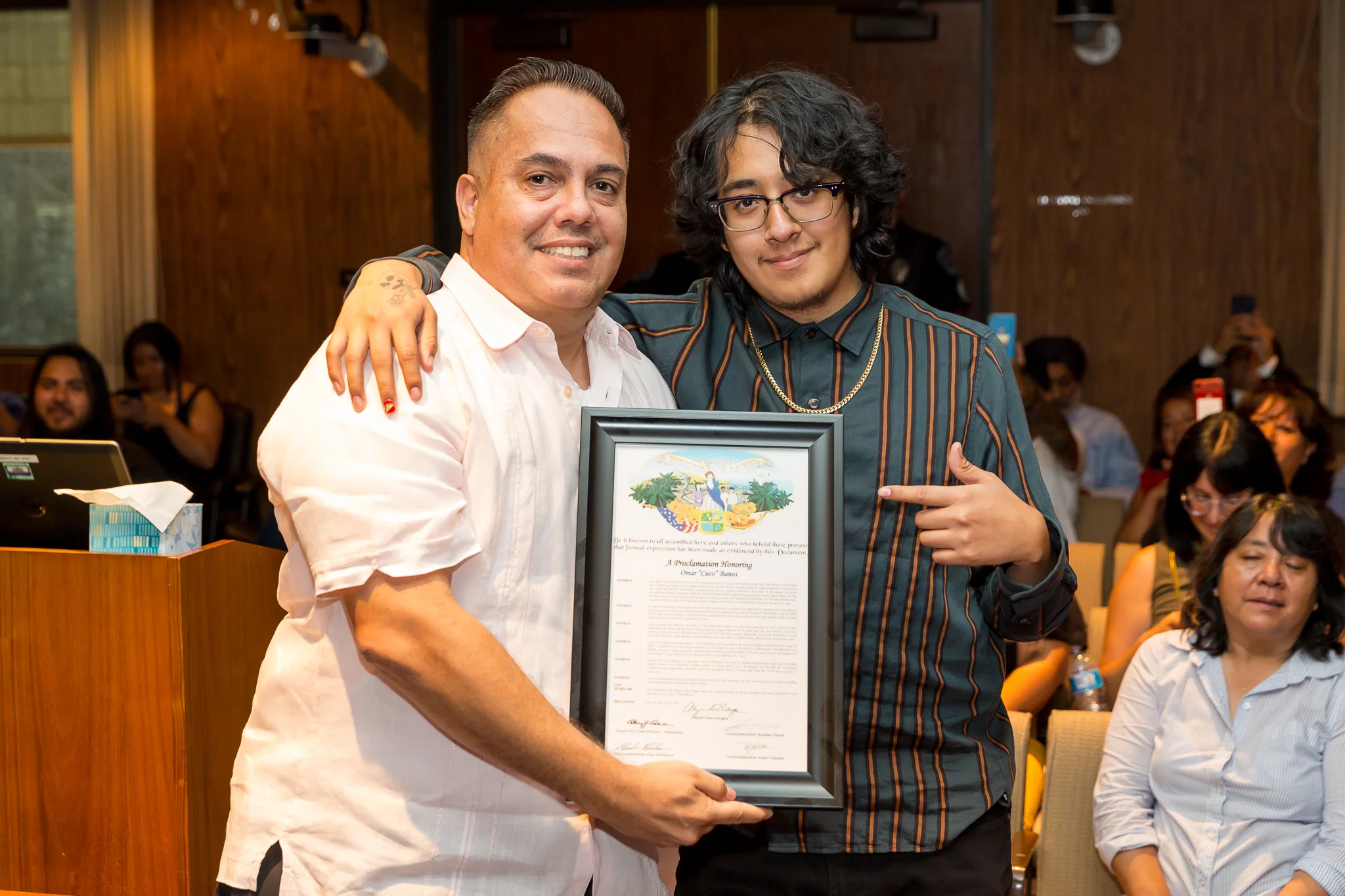 Mayor Vargas and Cuco with Proclamation