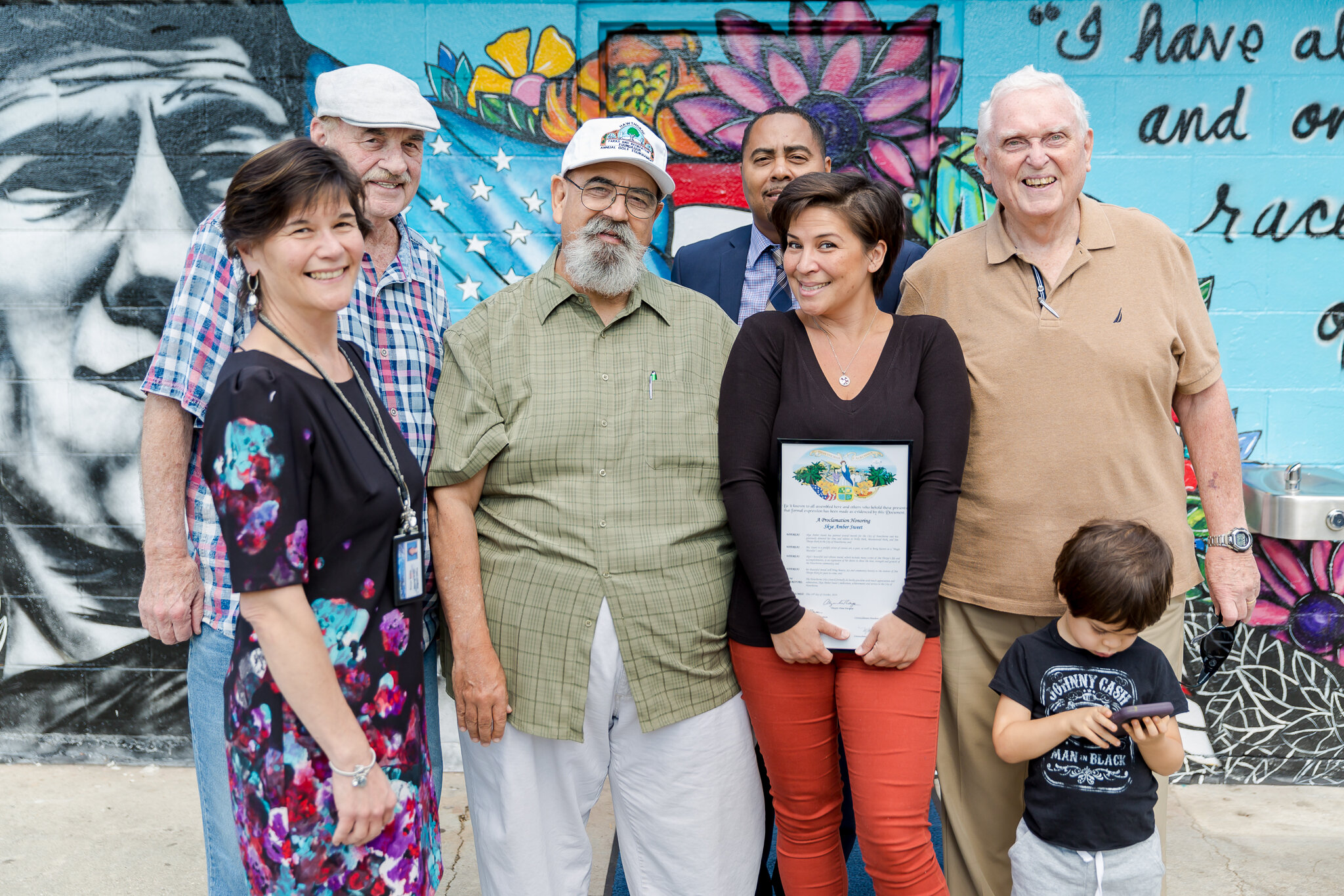 Artist Skye Amber Sweet and Parks & Recreation Commission members