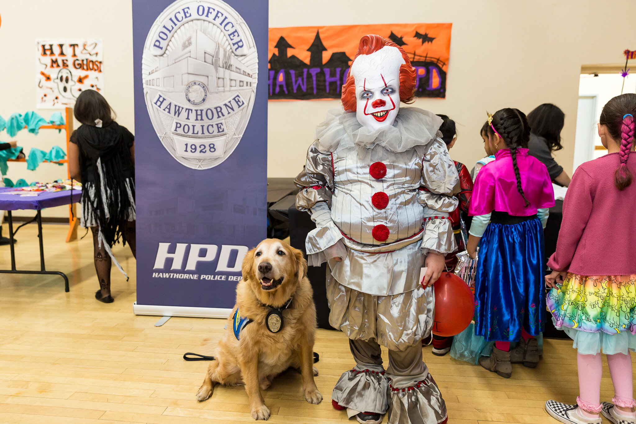 Police Dog Scottie with clown