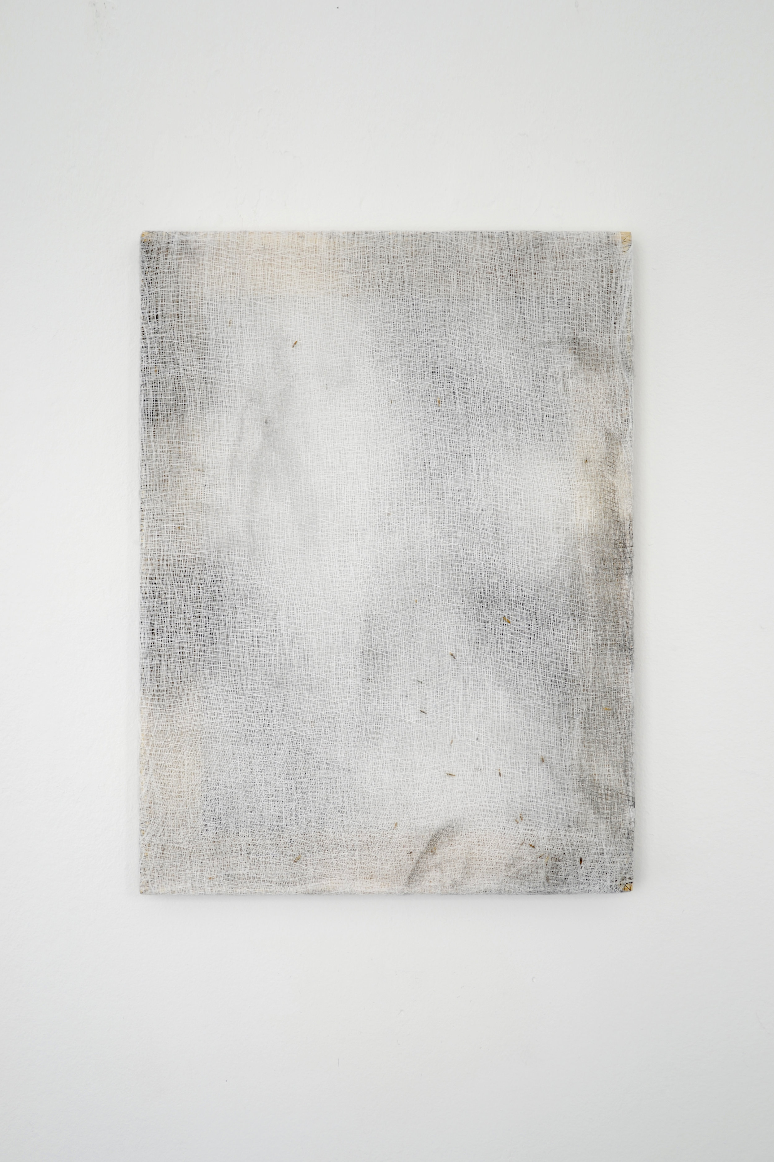   And There They Seemed. Bathed In Silence. All Alone   2019  Enamel Paint and Dirt on Cloth  16 x 12 inches 