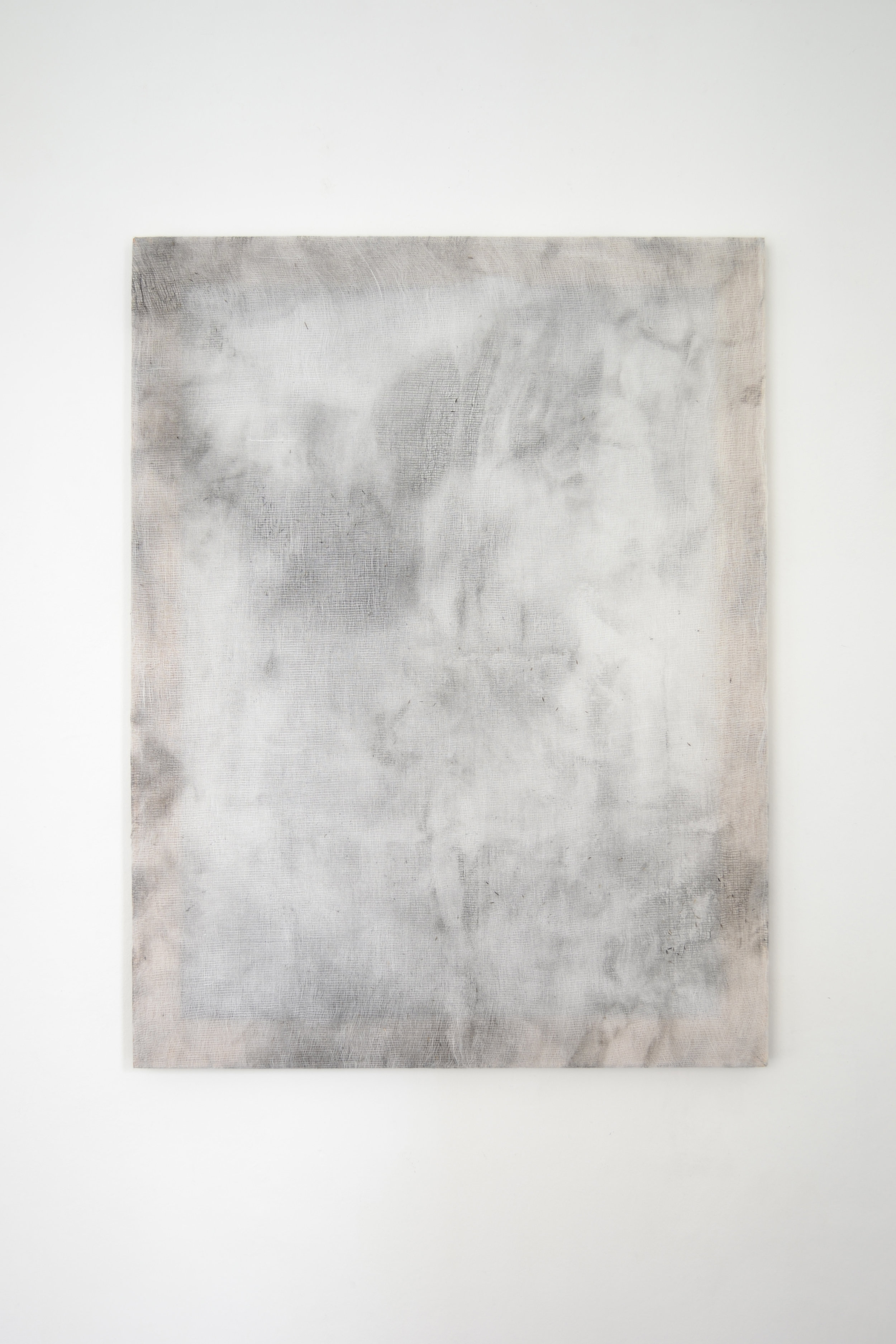   And There They Seemed. Bathed In Silence. All Alone   2019  Enamel Paint and Dirt on Cloth  40 x 30 inches 