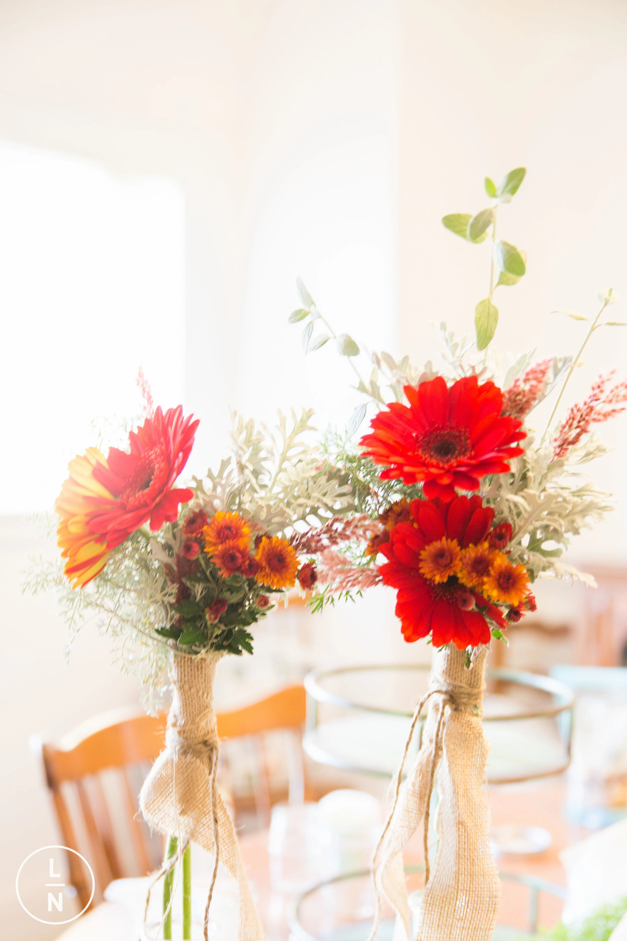 Brides' bouquets.