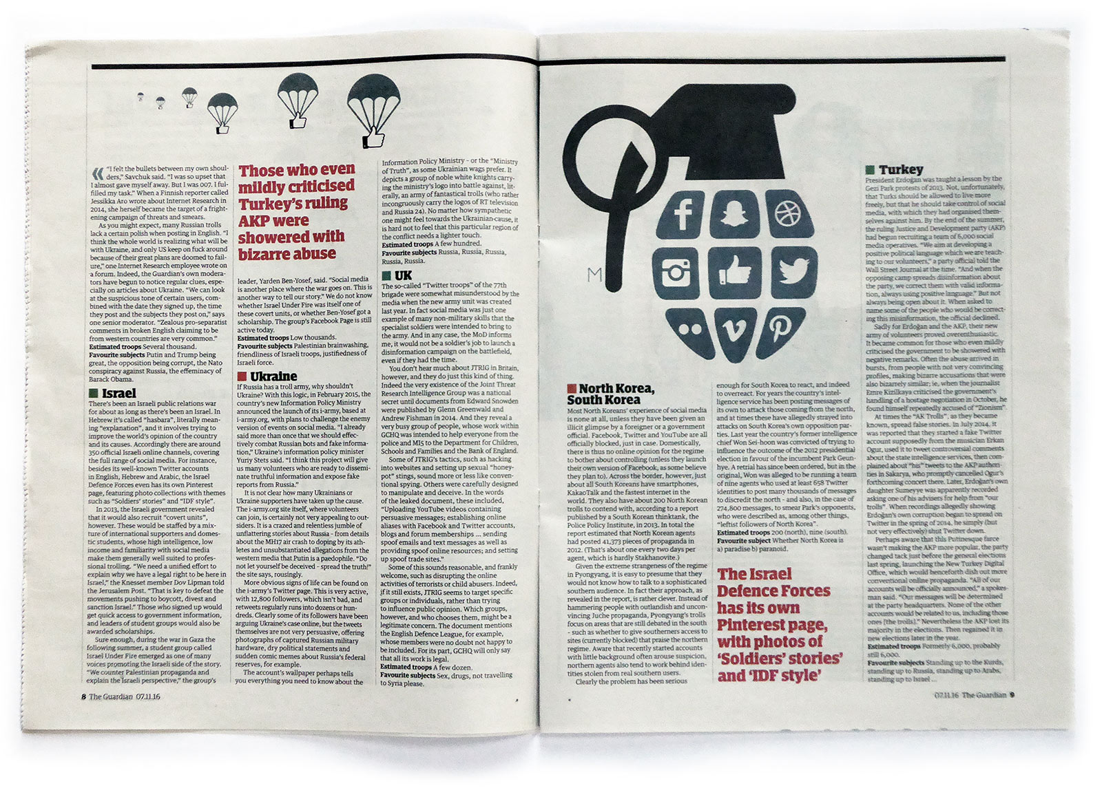 Social Media Grenade and Like Parachutes by Joe Magee