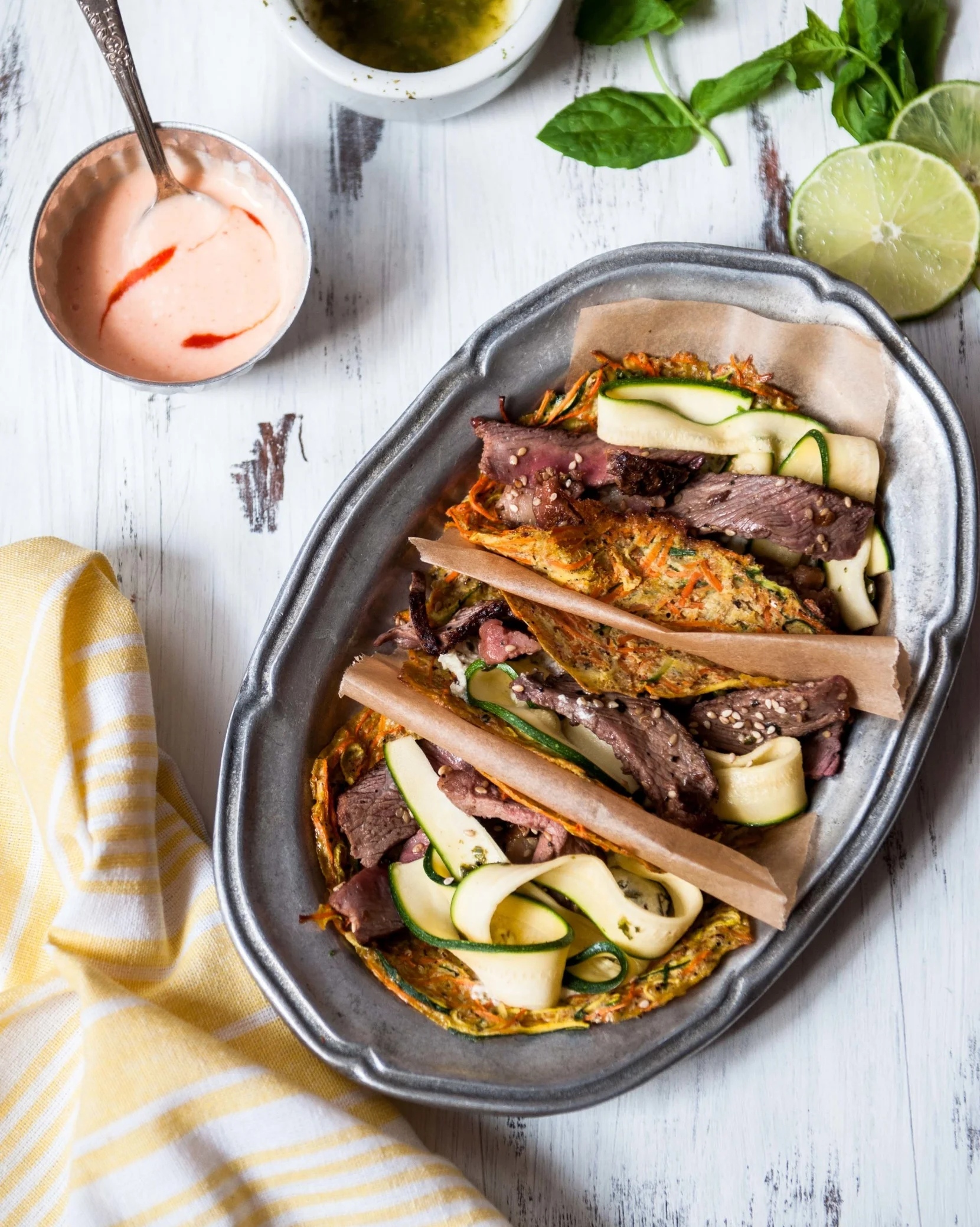 GLUTEN FREE VEG TACOS + SESAME STEAK