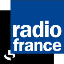 Radio France logo with white text on a blue background