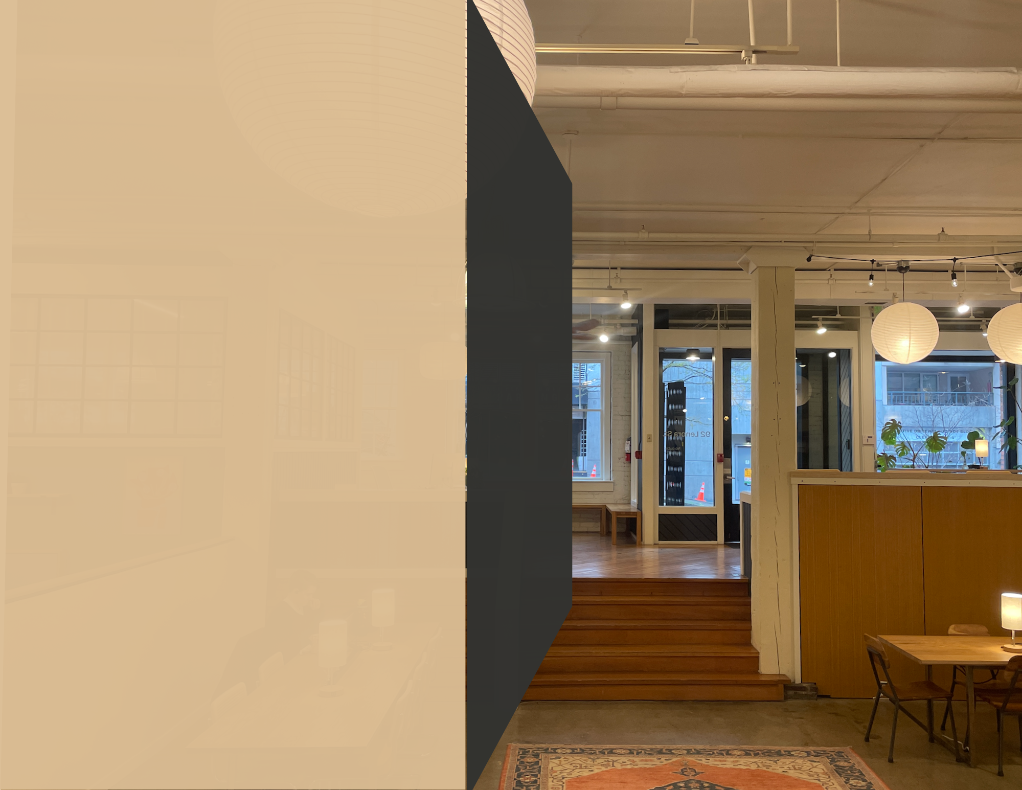 temporary construction walls in a coworking space