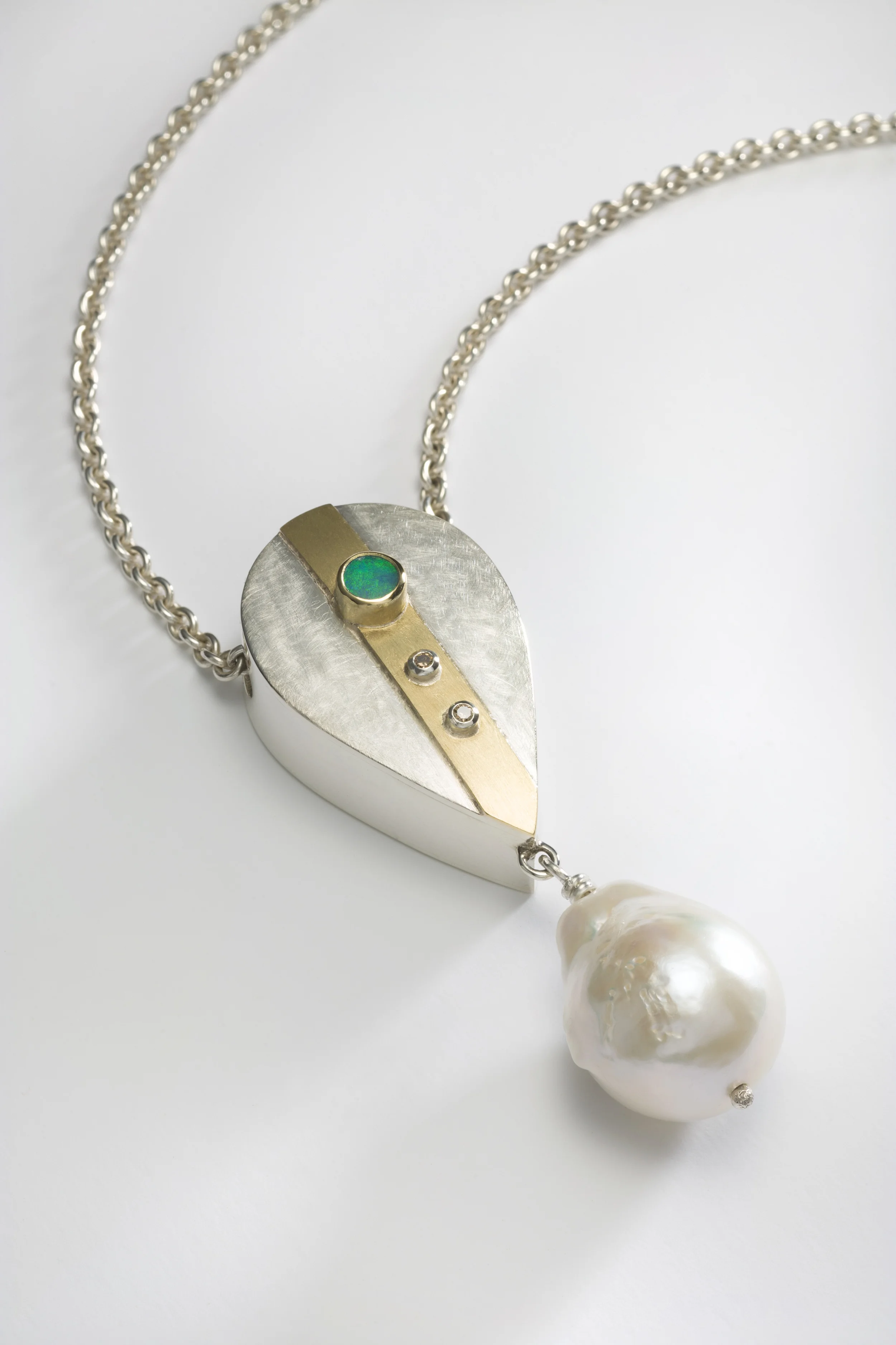OPal Diamond & Baroque Pear; Pendant