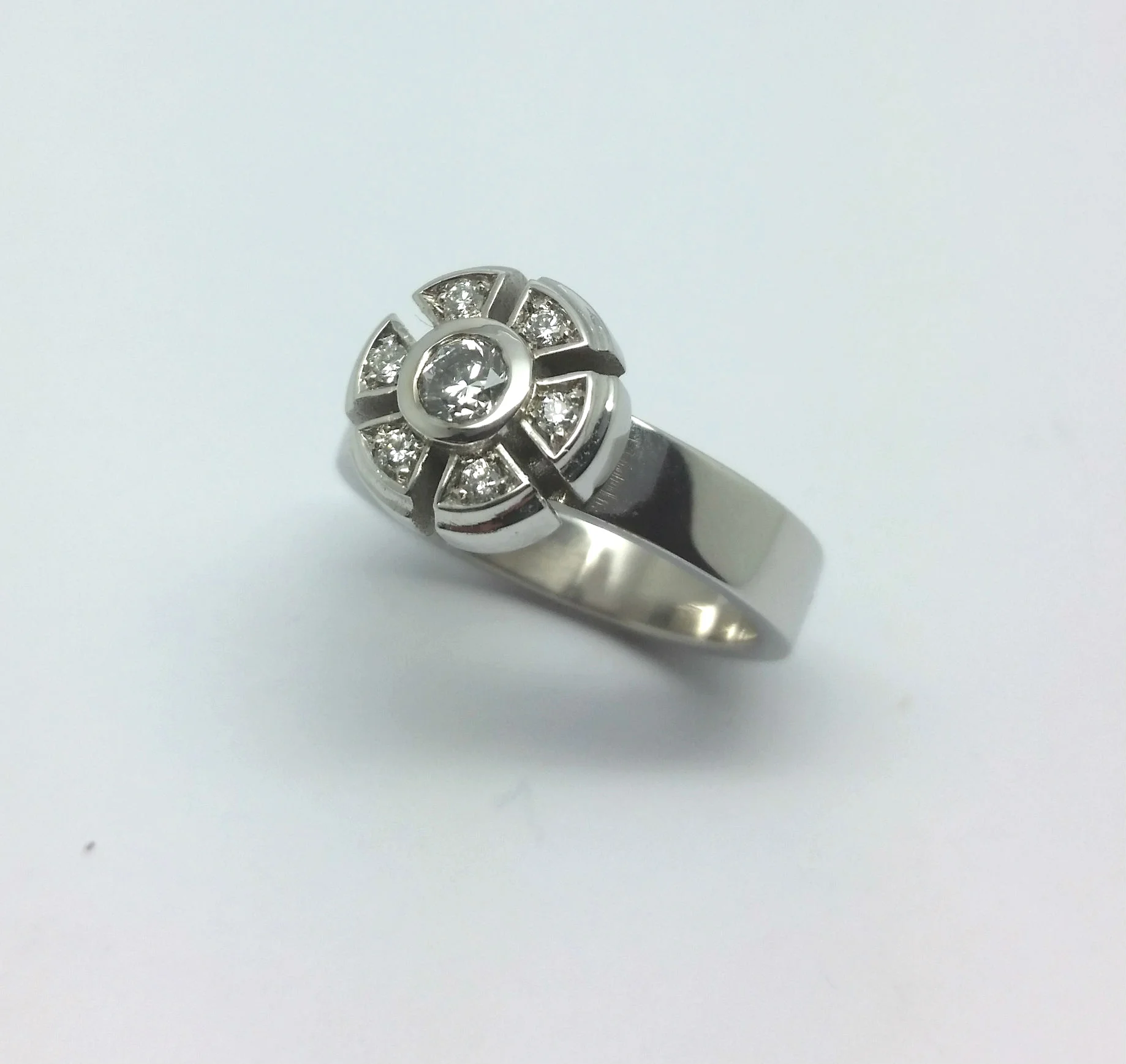 White Mechanical Flower Ring
