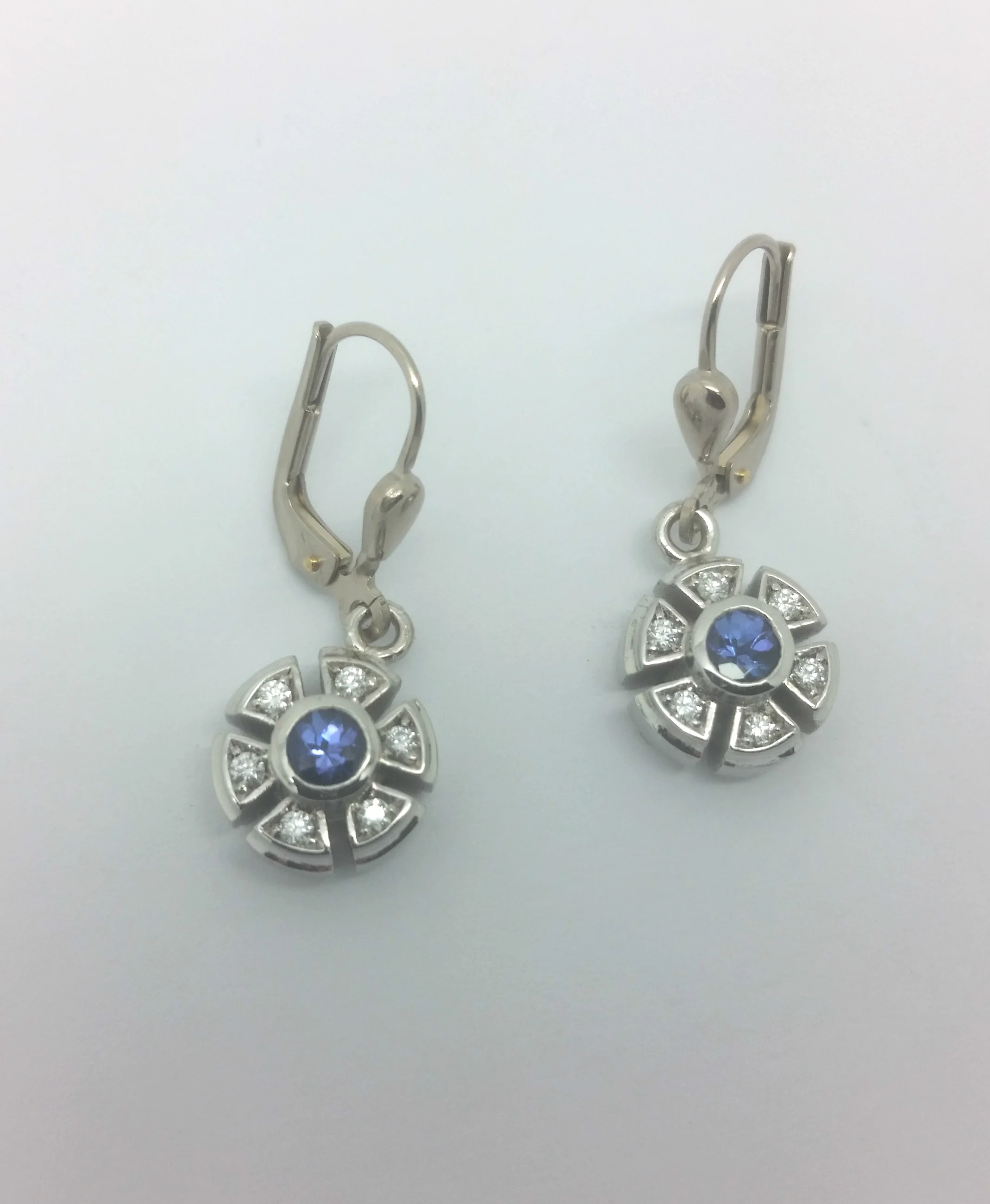 Tanzanite Mechanical Flower Earrings