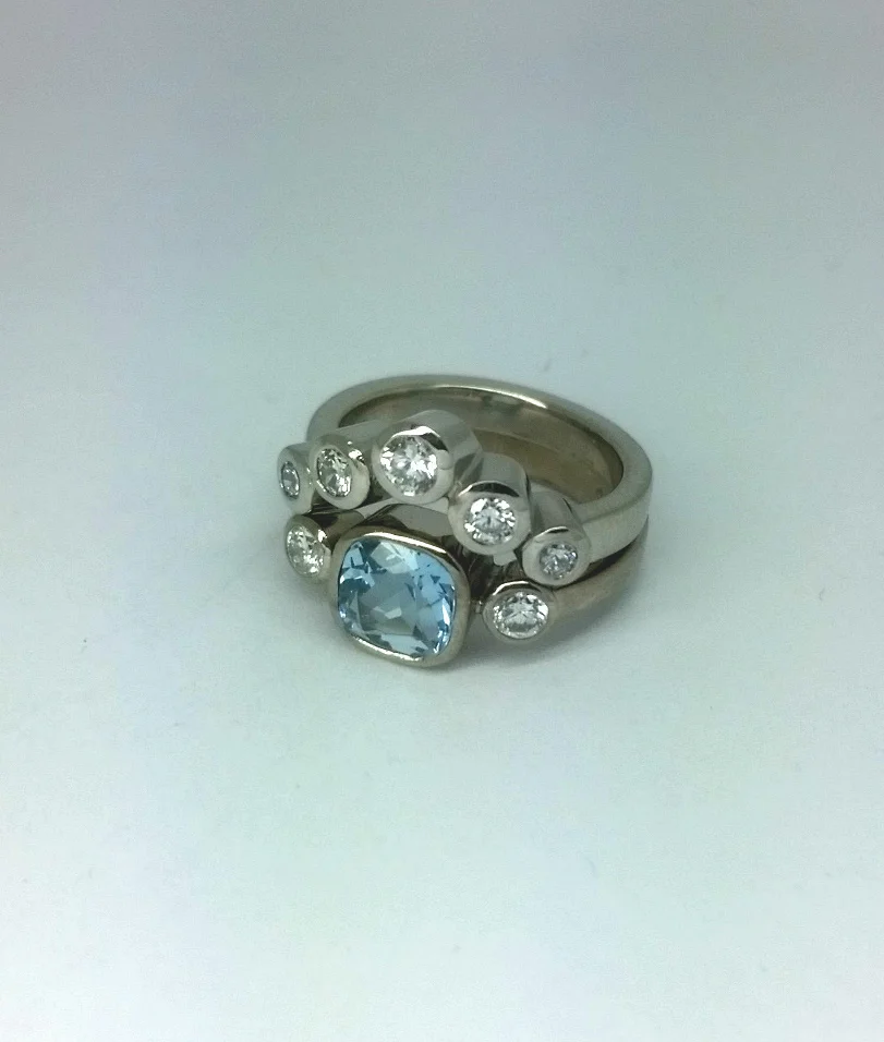Aquamarine & diamond set