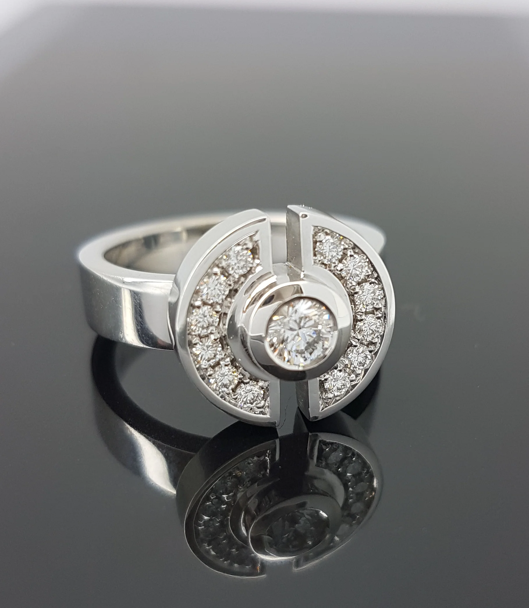 Diamond Halved Halo Ring