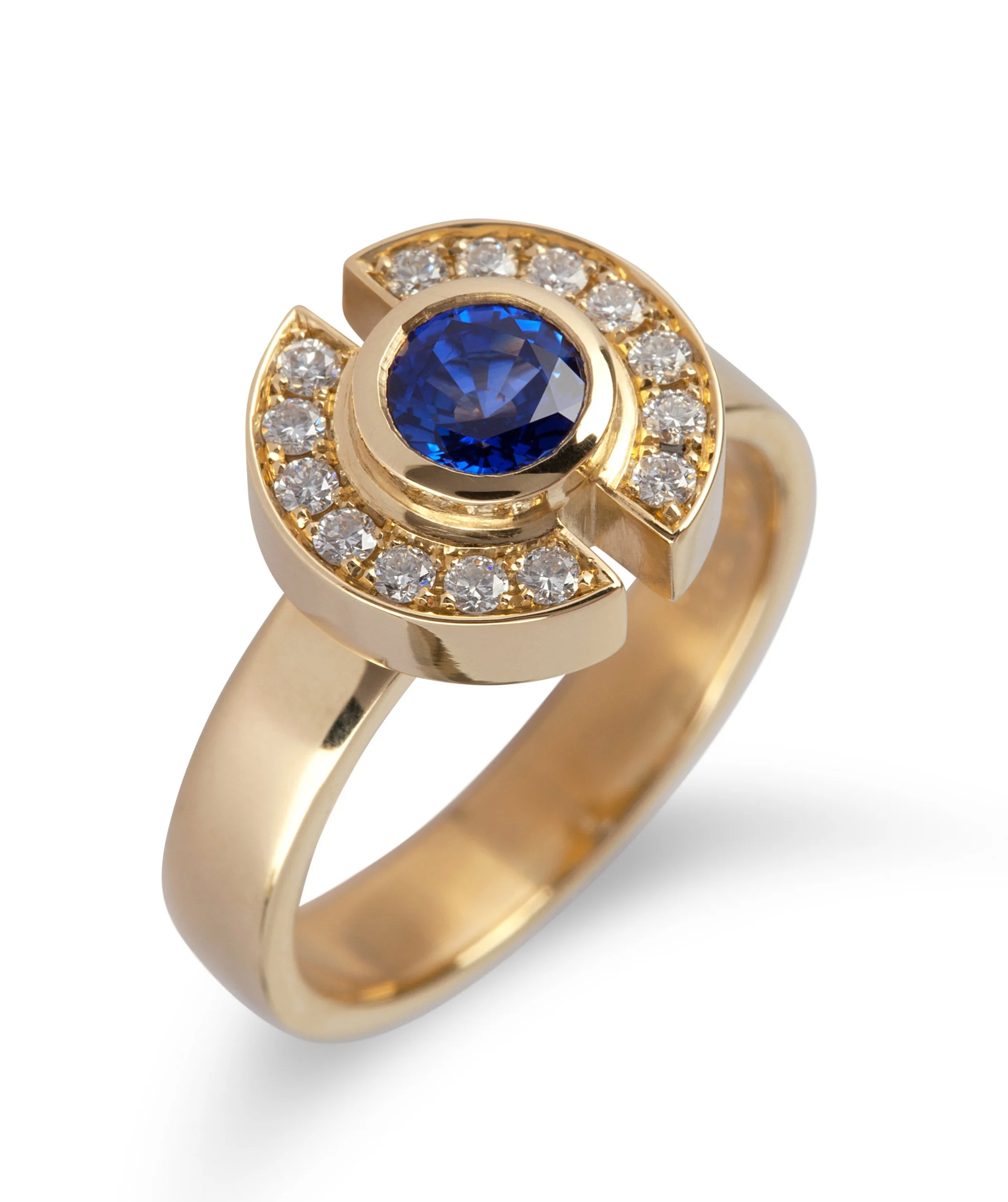 Blue Sapphire Halved Halo