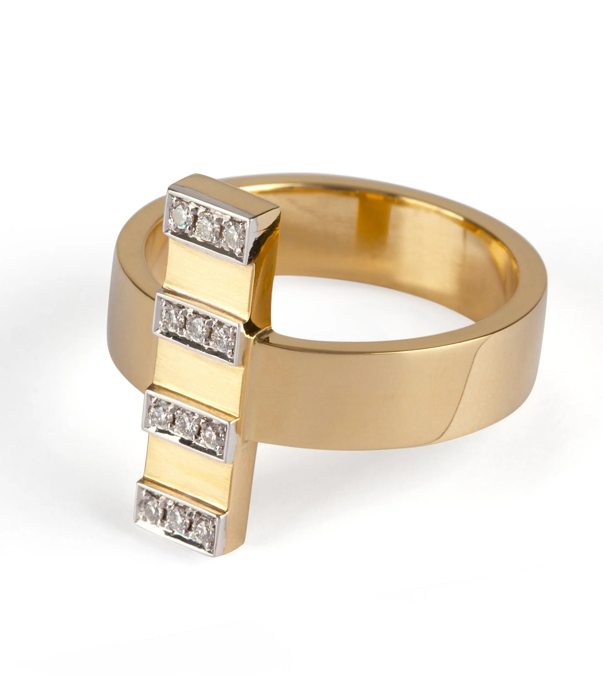Striped gold dress ring