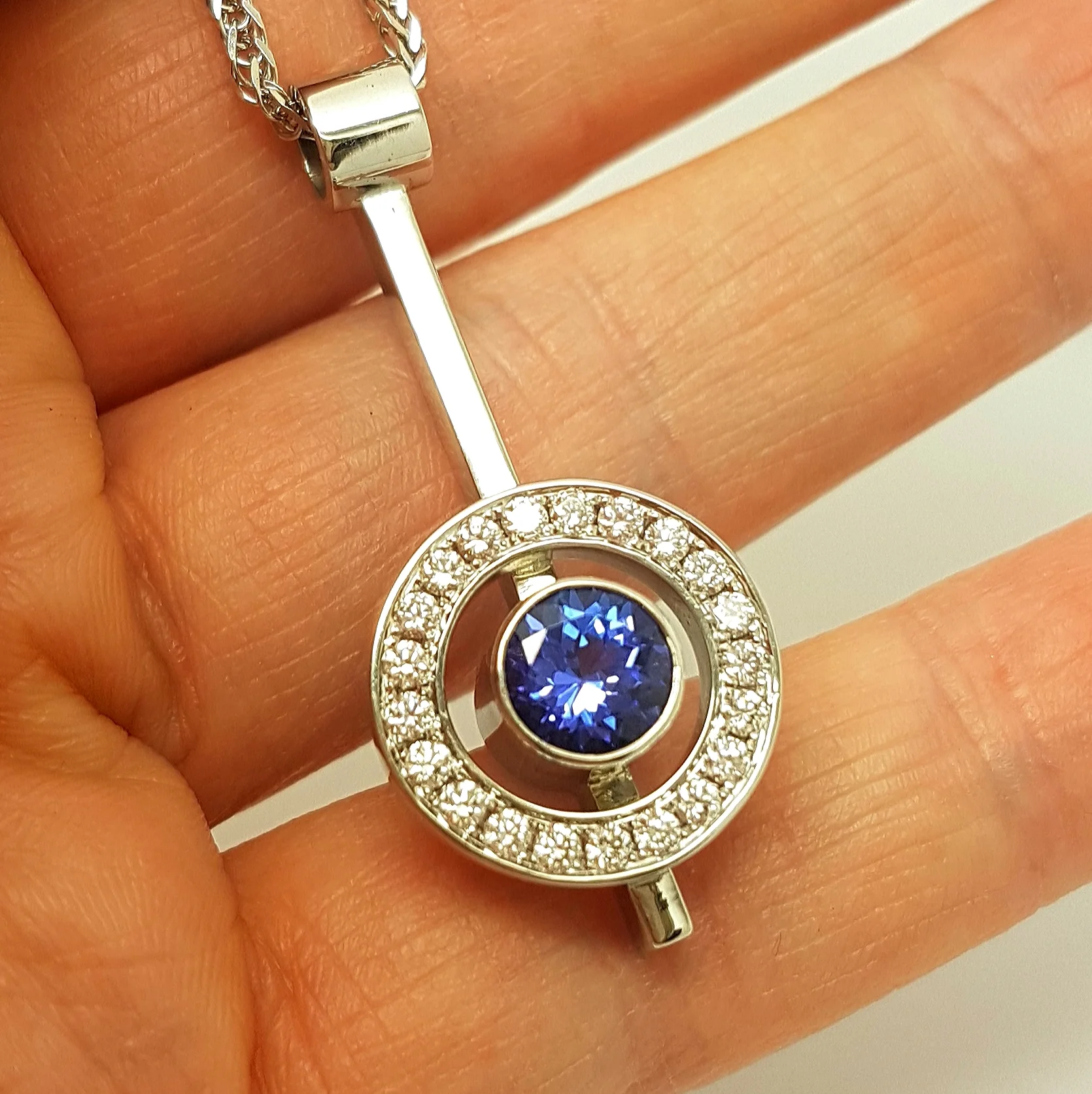 Tanzanite Halo Pendant