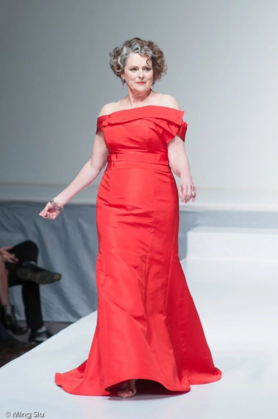 Gabrielle Rose in a custom red gown for the Heart and Stroke Foundation Fashion Show