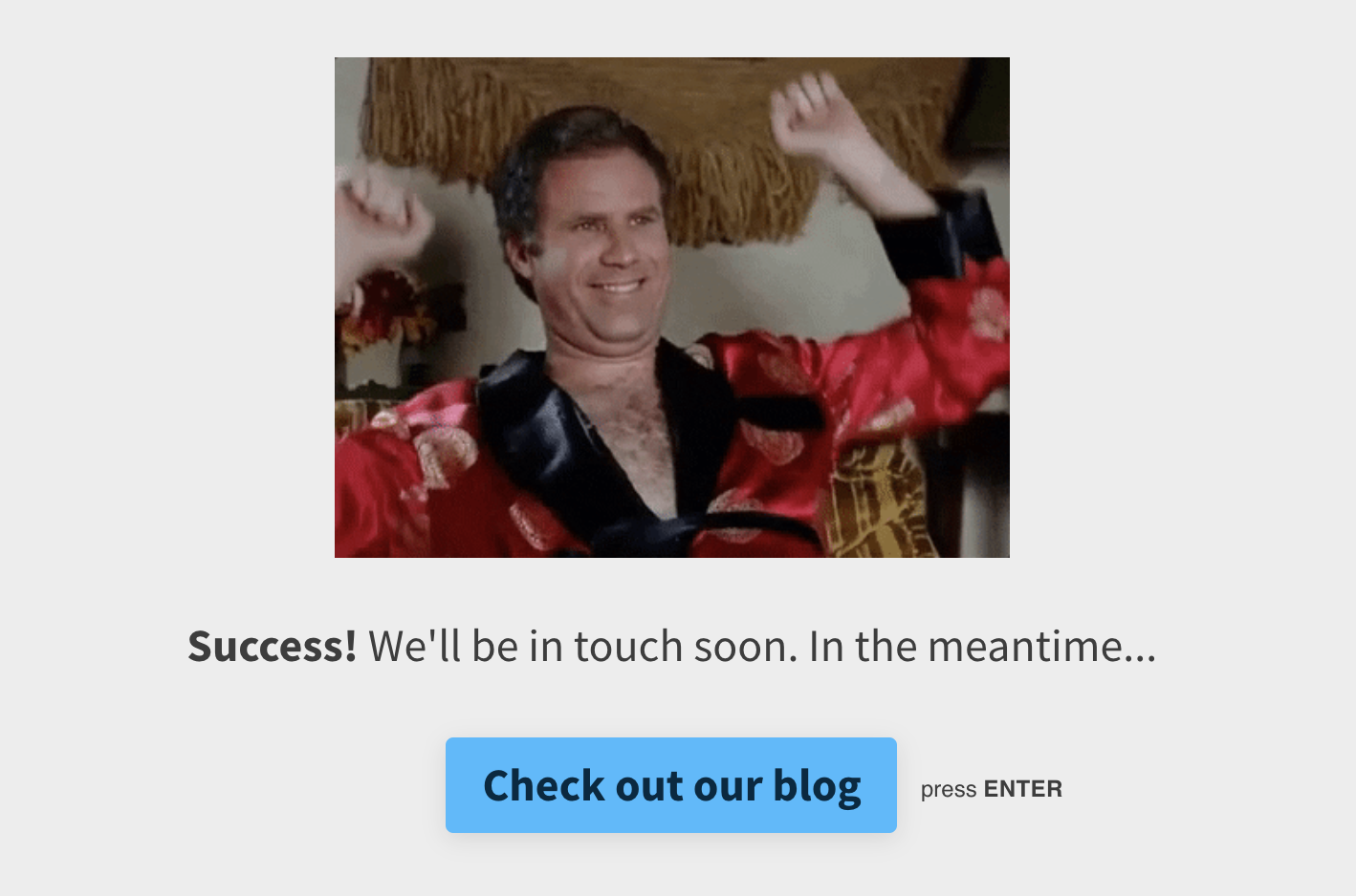 The thank you screen for my coaching application