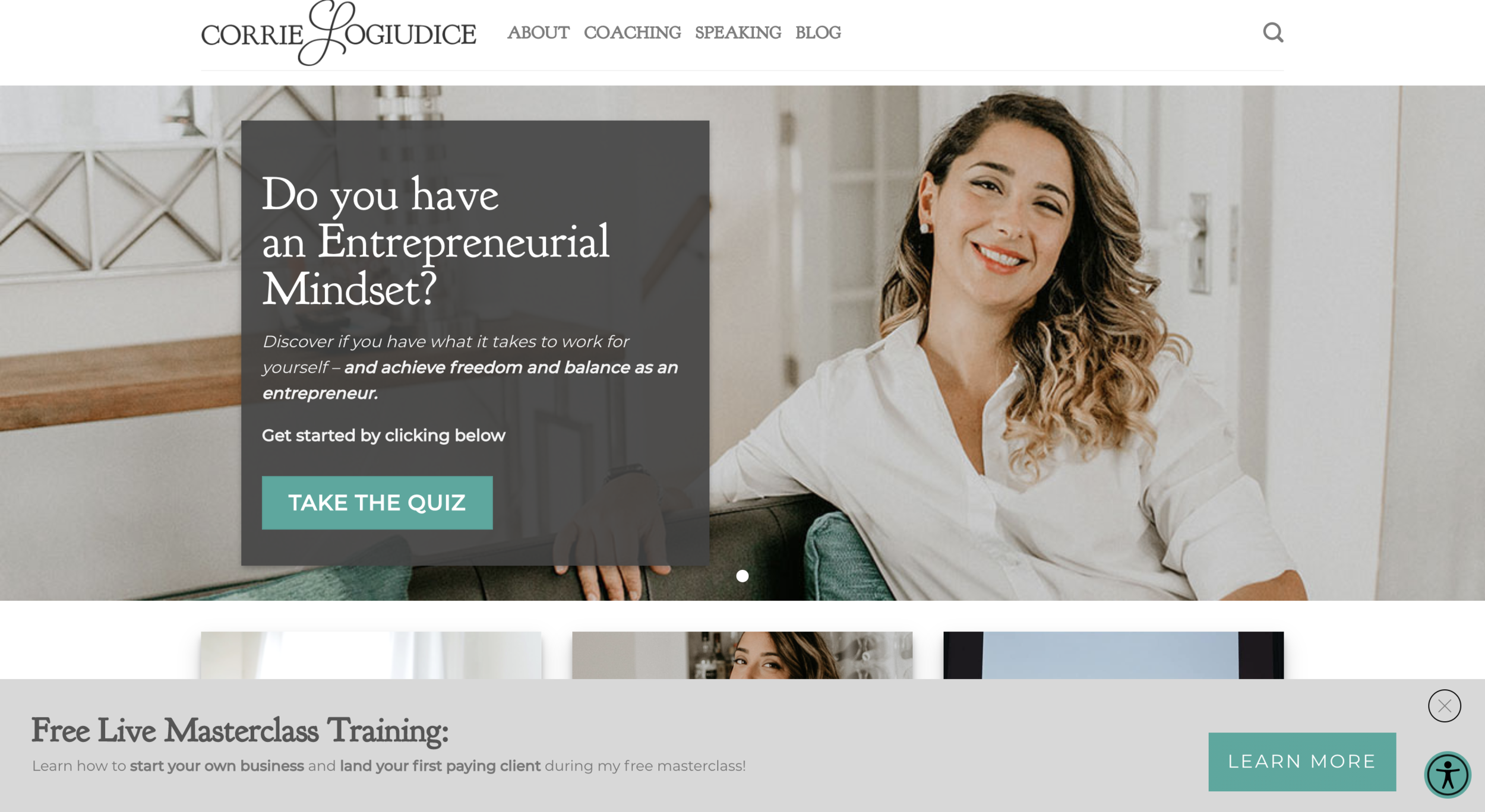 Corrie helps people validate their business idea, get their first clients, and become real entrepreneurs. She worked with me to help narrow in on her niche and turn it into a signature program (case study).