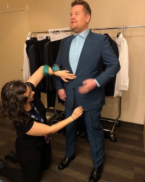7th Bone Tailoring @jennybaroni fitting James Corden to host the 60th annual Grammy Awards! See her featured in @voguemagazine with stylist @mjonf ! ✂️ Link in Bio ✂️