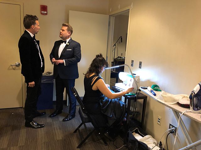 Behind the seams at the Grammys with 7B NYC tailor @jennybaroni!!! Seen here sewing back stage at Madison Square Garden!Janes styling by @mjonf #7thbonetailoring #daylightcompany #MSG #grammys2018