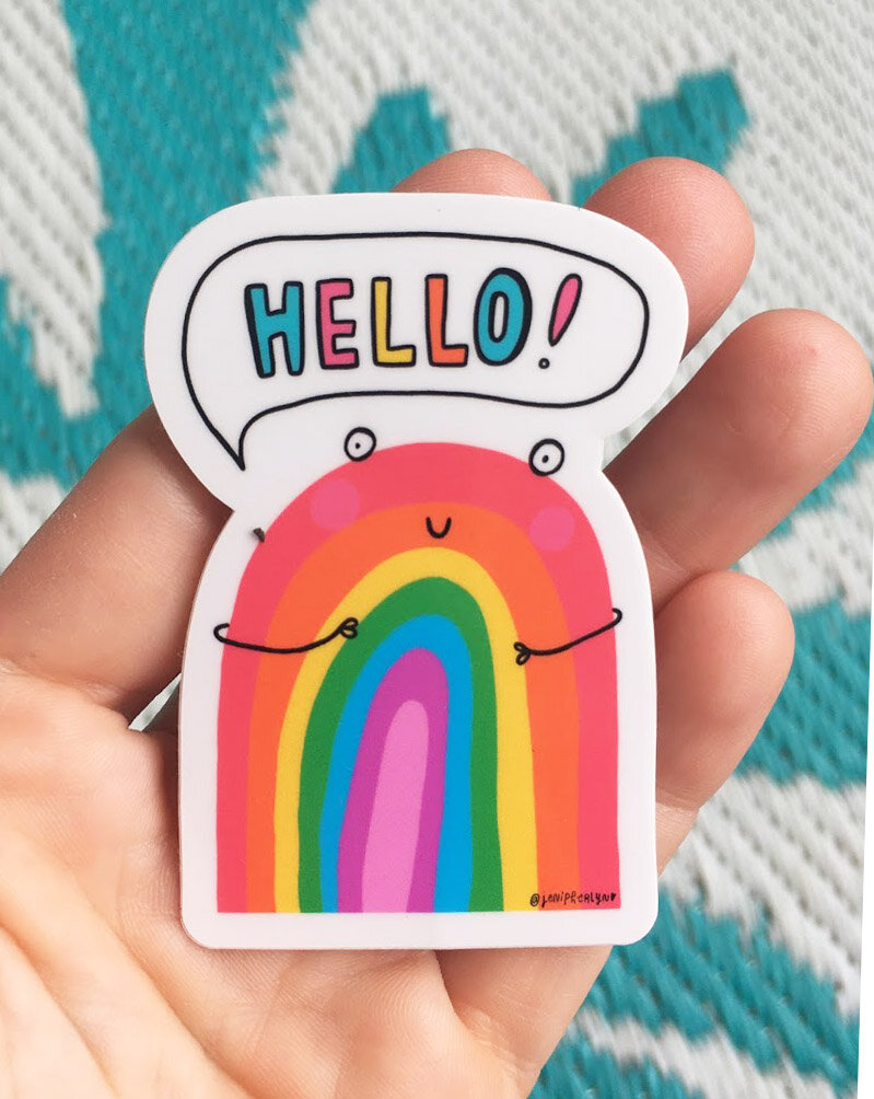 Hello Rainbow! - Vinyl Sticker — Jenipher Lyn + Nightly Doodles