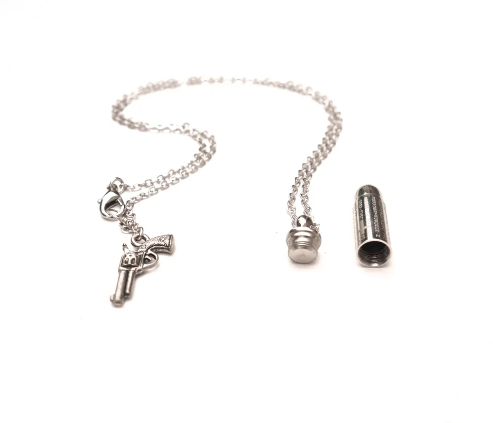 Silver, Storage Bullet Necklace — By Sofia - Main Image