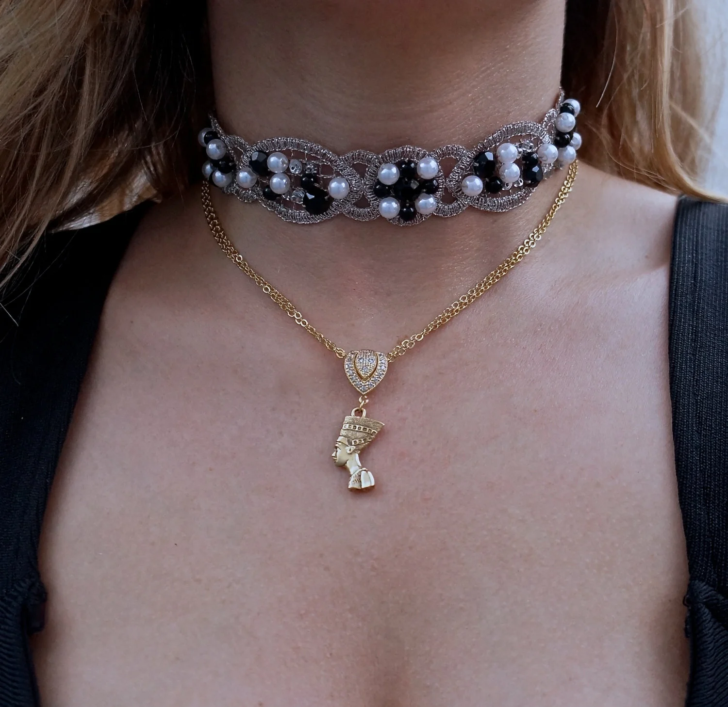 Nefertiti double chain necklace — By Sofia