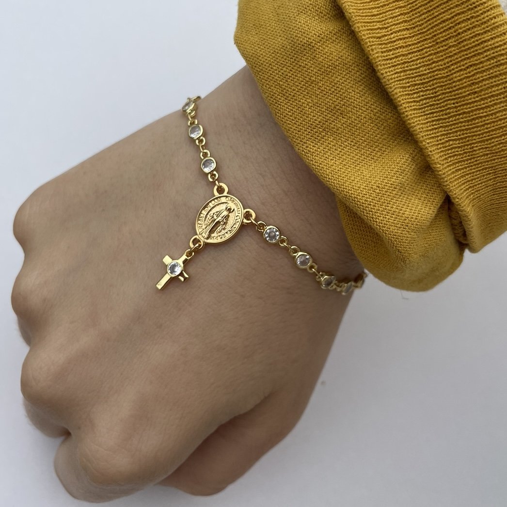 9KT Yellow Gold Rosary Bead Bracelet  Holy Grace