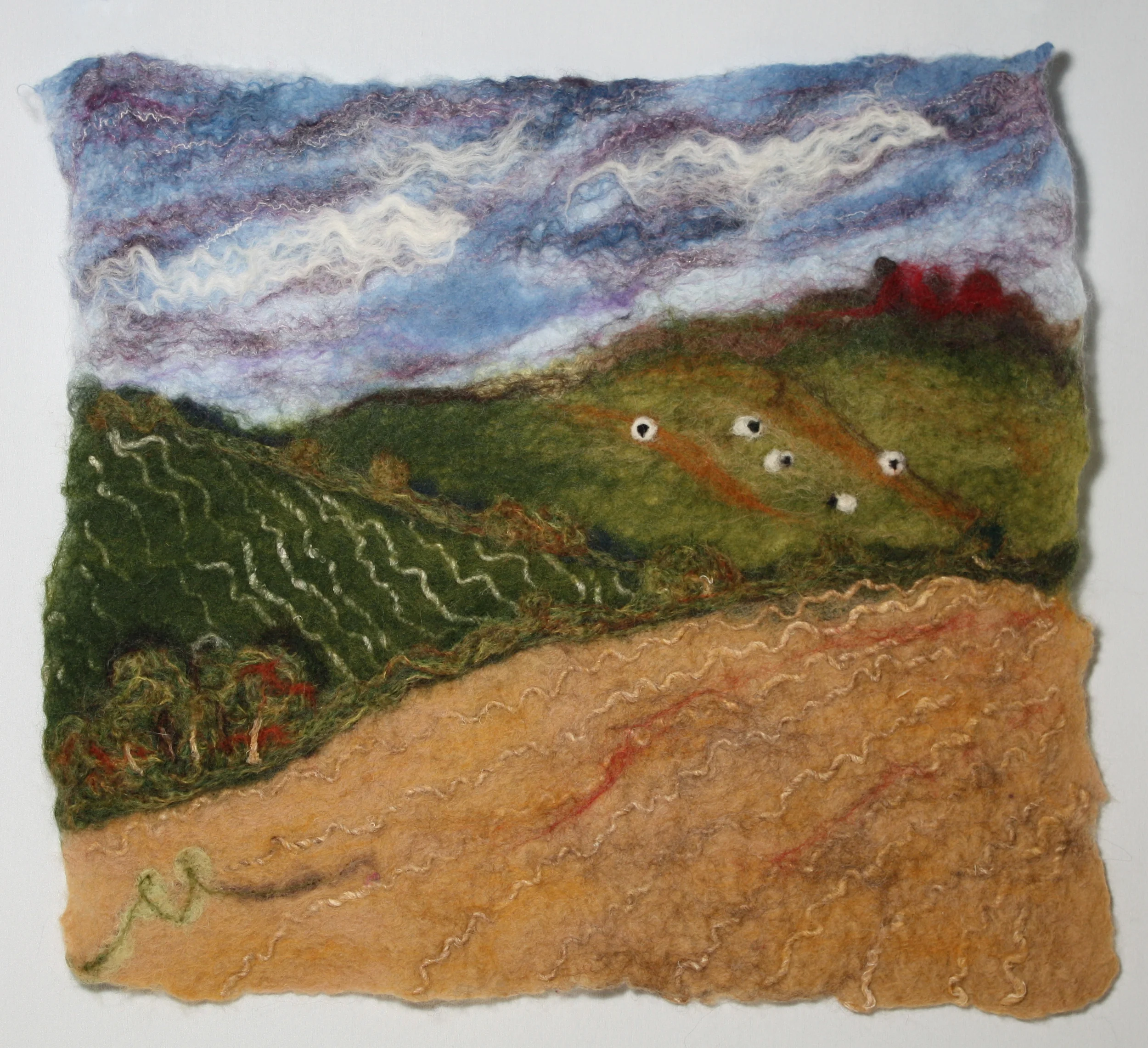 Content Grazing - wet felted tapestry