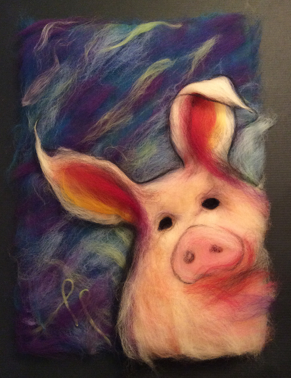 Pig, This image shows the rovings laid out but not yet felted together.