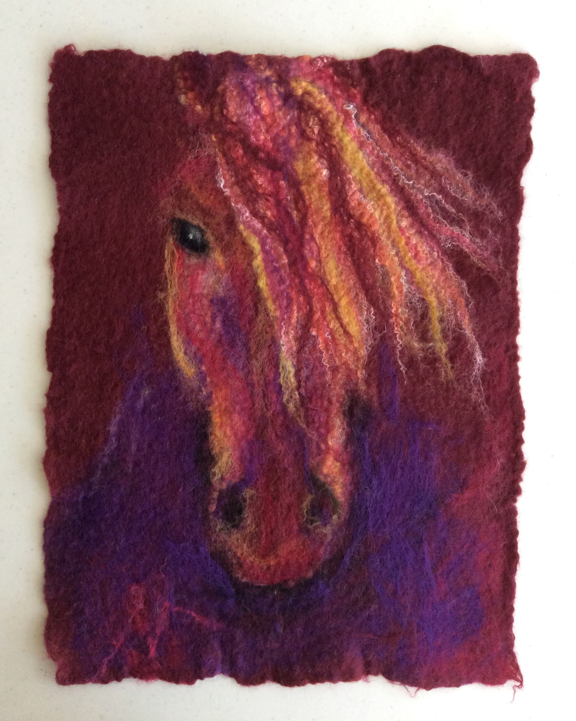 Horse, approx 12" x 16", wet felted SOLD