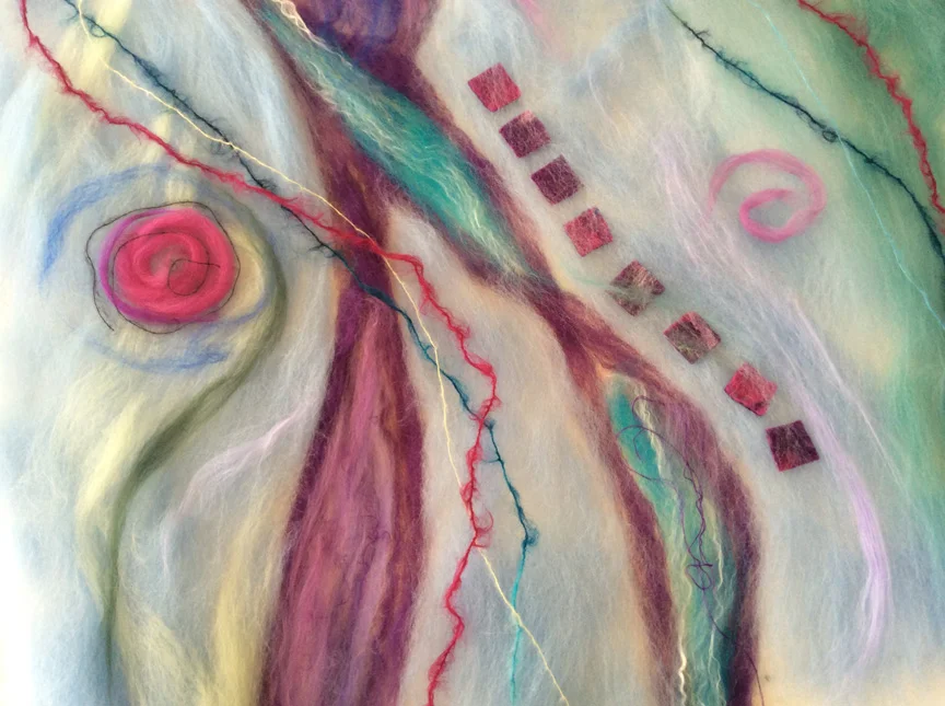 WIP - above shawl before felting.