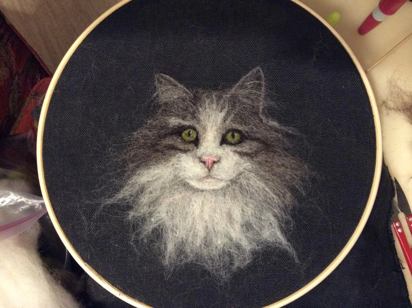 This is my sweet cat KC. He left us far too soon. There are some progress photos to show a bit of the process. This one is NFS.