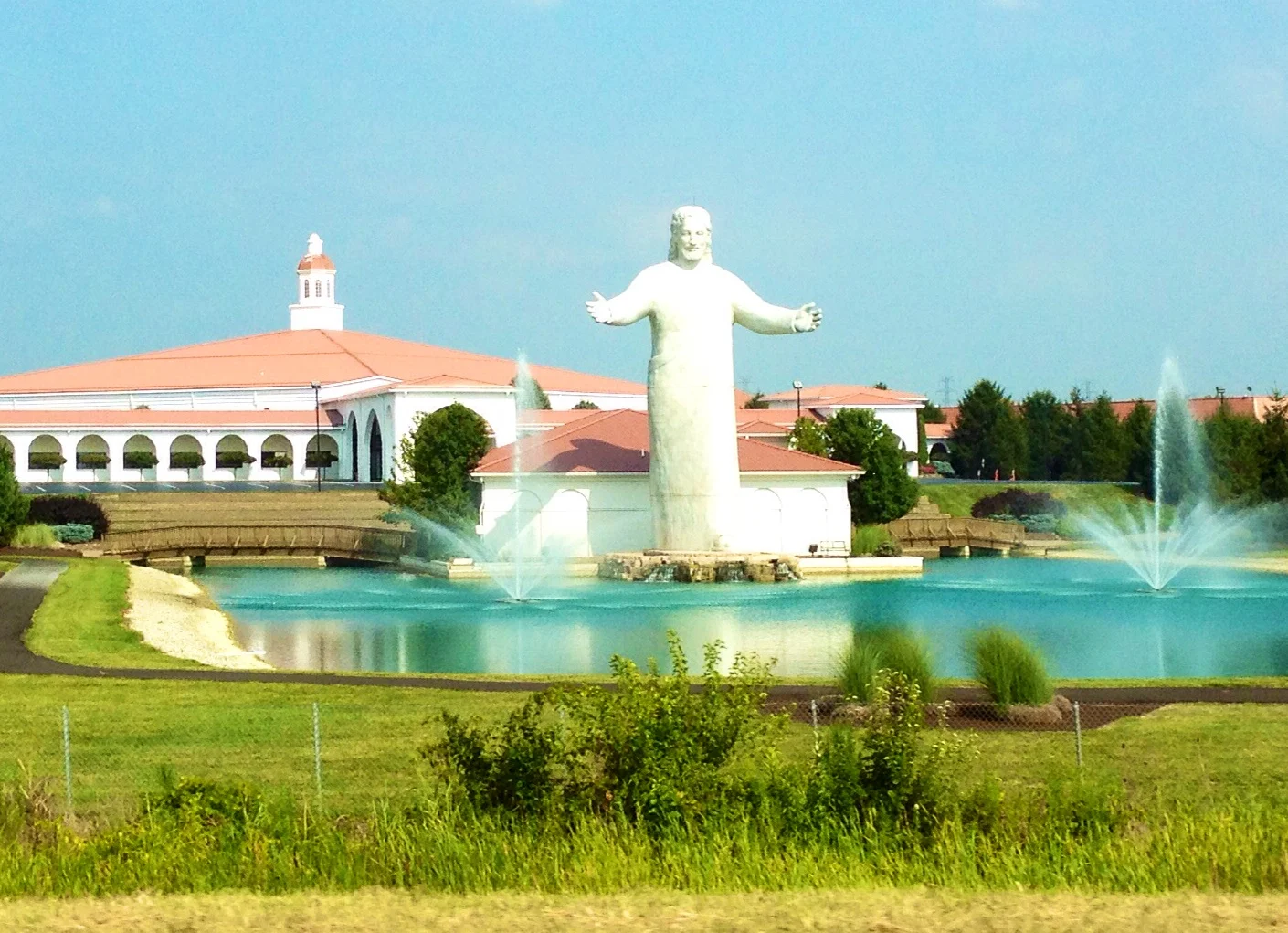 This giant 50 ft. Jesus blesses I-75 near between Cincinnati and Dayton. Apparently, it replaced an even bigger Jesus that got struck by lightning (am I the only one that thinks that's strange?).