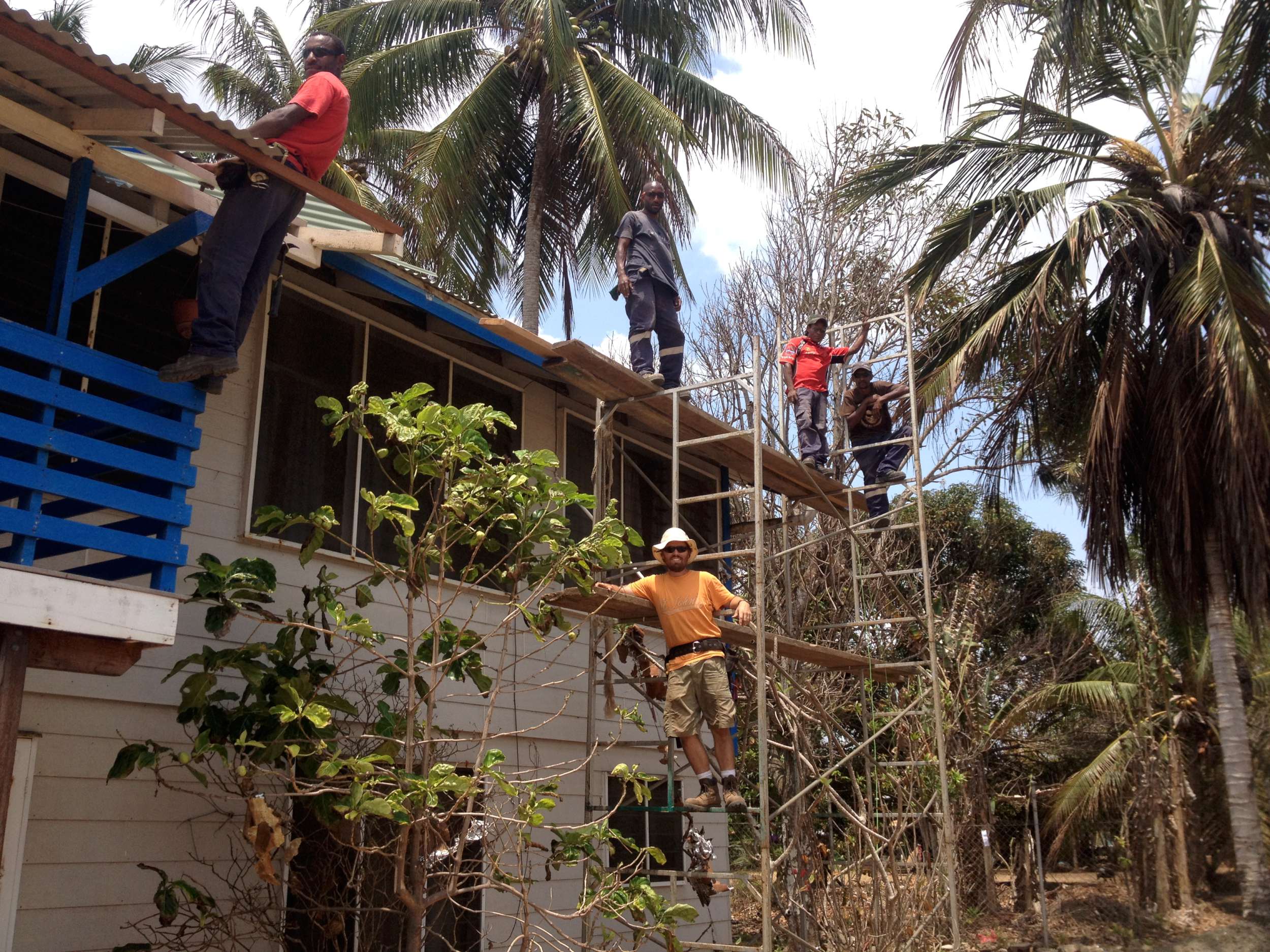 This picture and the one below are from a trip to another regional center on the coast. We put a new roof on one of the main buildings. The salty breeze came night and day, which was wonderful to cool off, but corrosive to most construction materials. The new roof that we put on had a special painted finish that will hopefully withstand these elements for years to come.