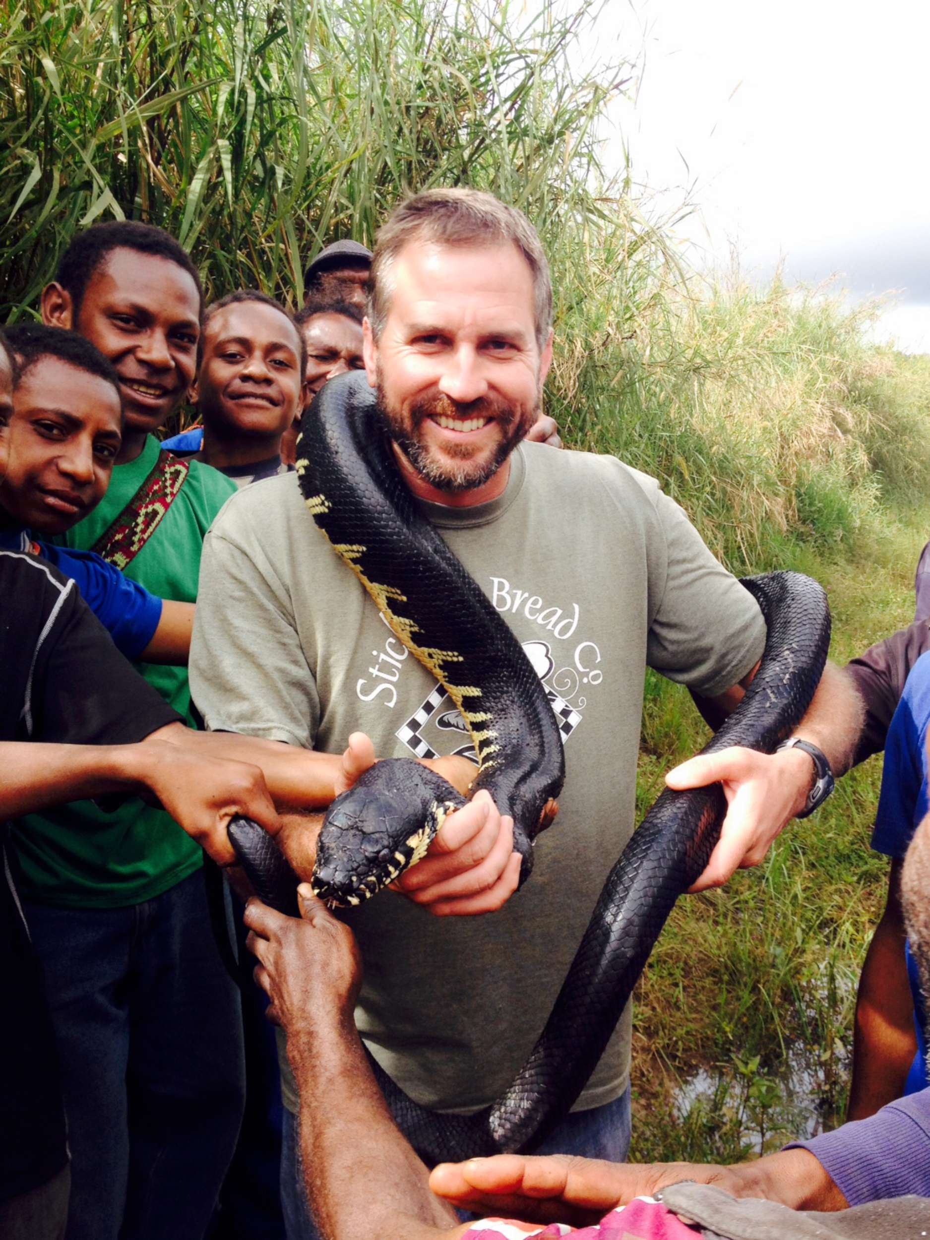 Matt Young (CAM crony) buys a 10ft. long rare Boelen's Python on the side of the road so that it doesn't become snake steaks, striking fear into many women and children living close by :-O