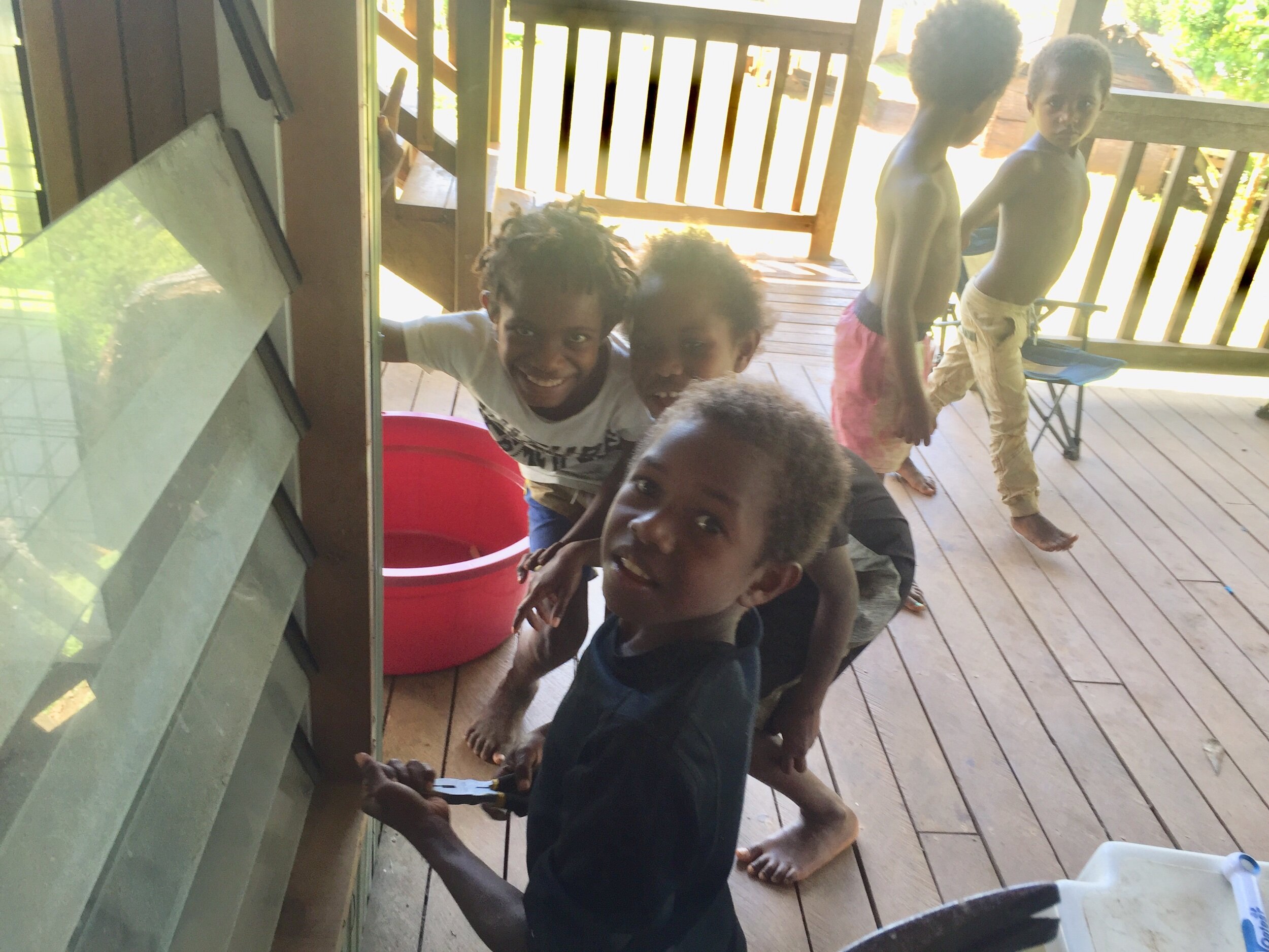  The kids were elated when I let them rip off the old screens. Jonathan even helped put the new ones back on. 