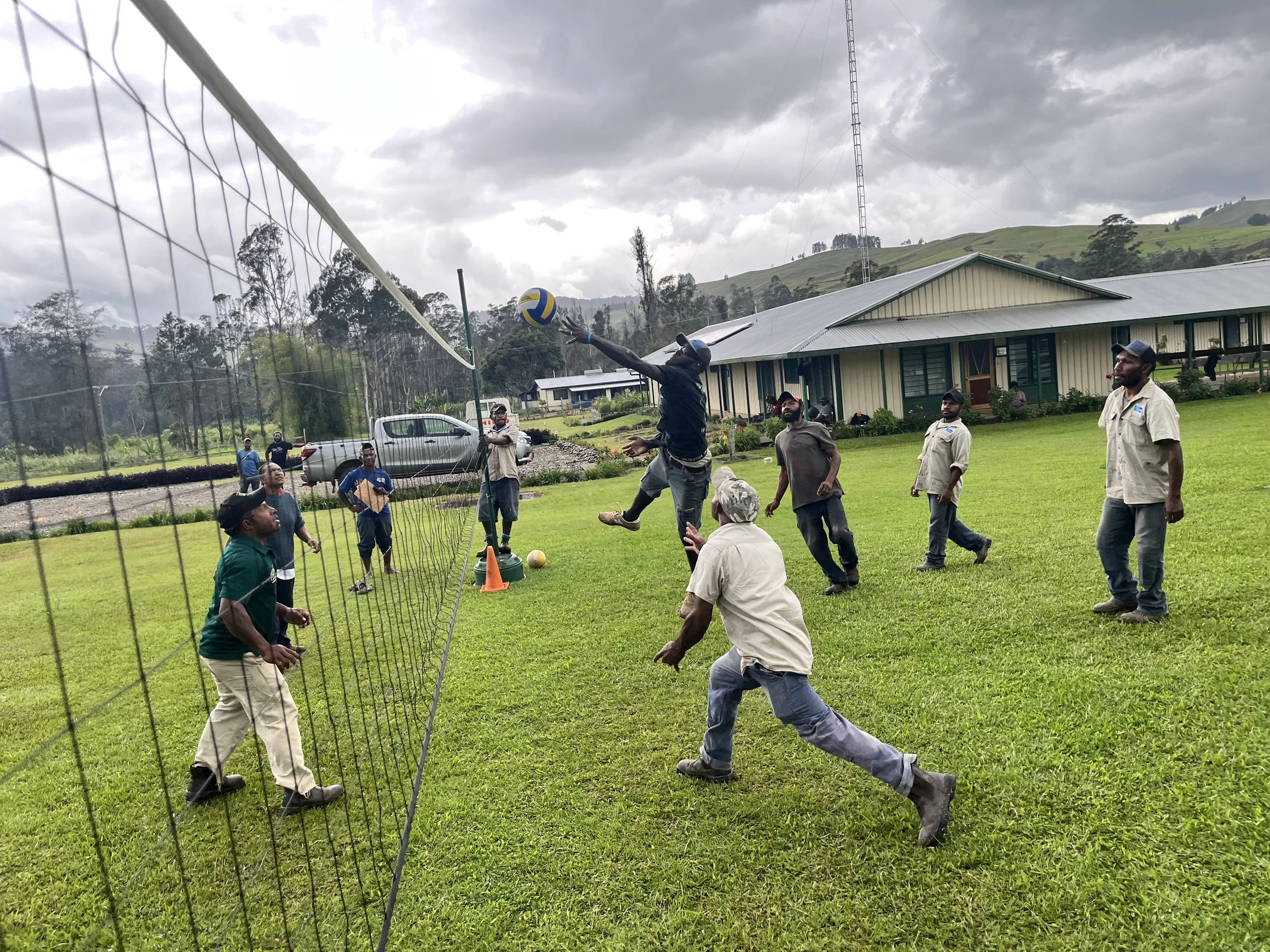  Every year we start our CAM Christmas party with a sports tournament. Volleyball is super popular here. Local villages will often have a net and a ball. 