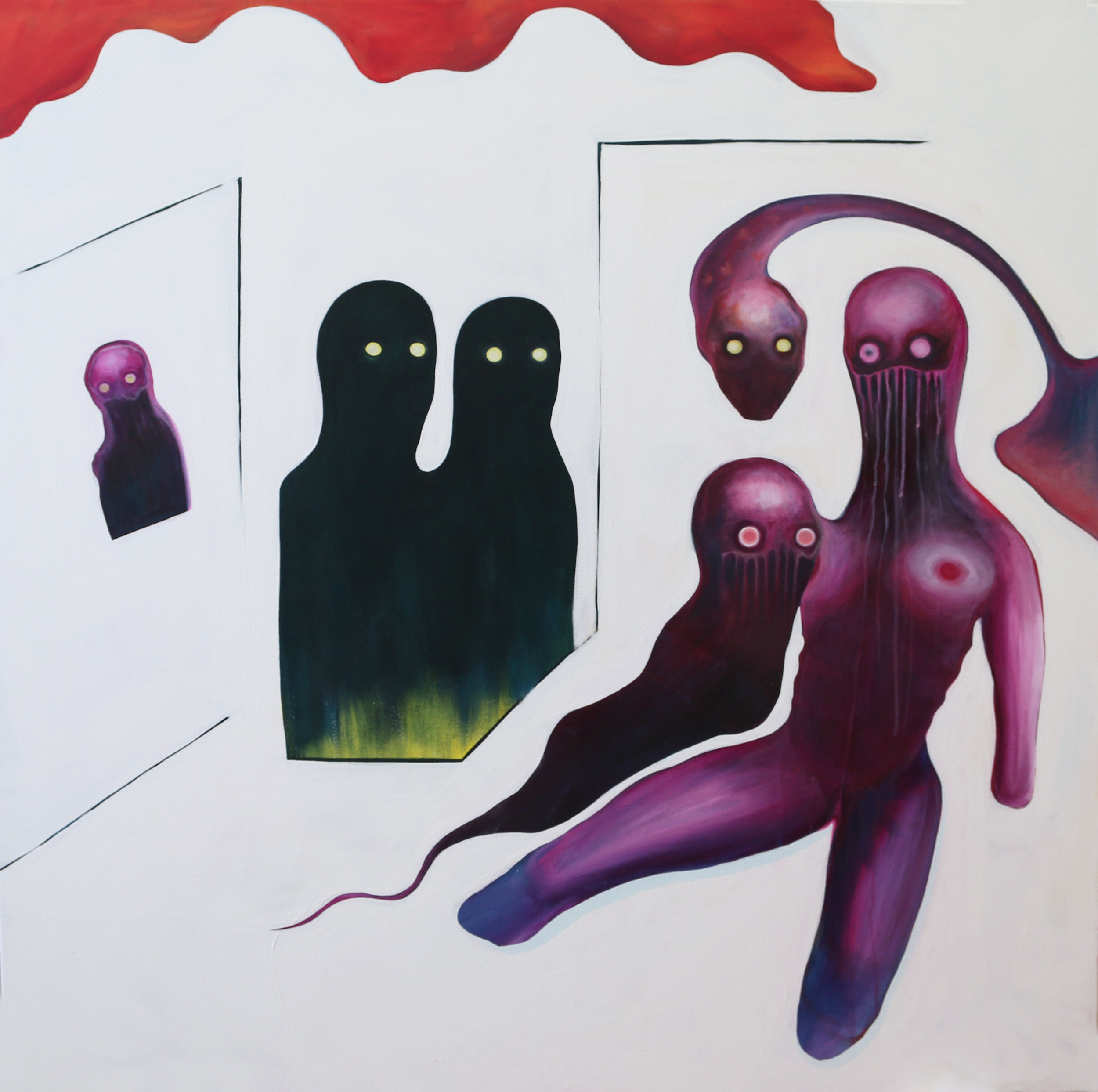 so bright i can’t hear you. Acrylic on canvas. 2019. 48” x 48” x 2”.$3,500.