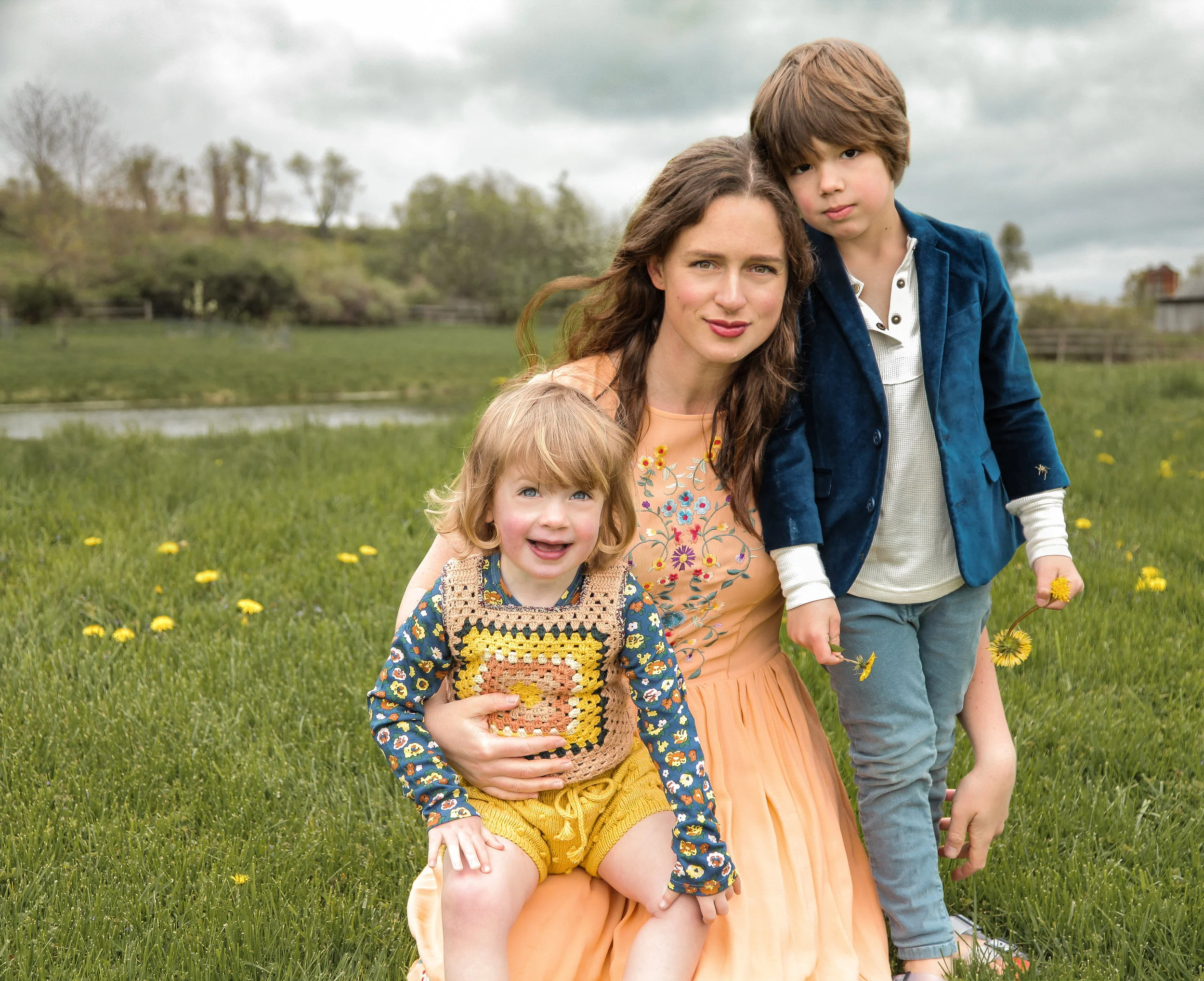 Glynis and her children, Vivi and Everett, on their farm in Dutchess Co.