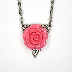PINK ROSE TRIANGLE NECKLACE
