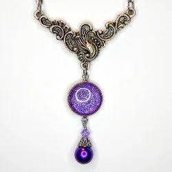 PURPLE PAINTED GLASS BEADED NECKLACE